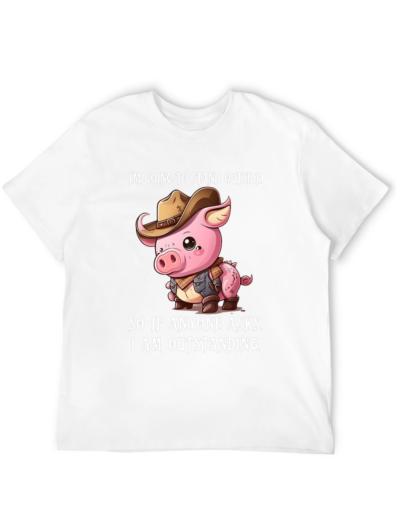 Funny Pig Cowboy Graphic Tee - Im Outstanding