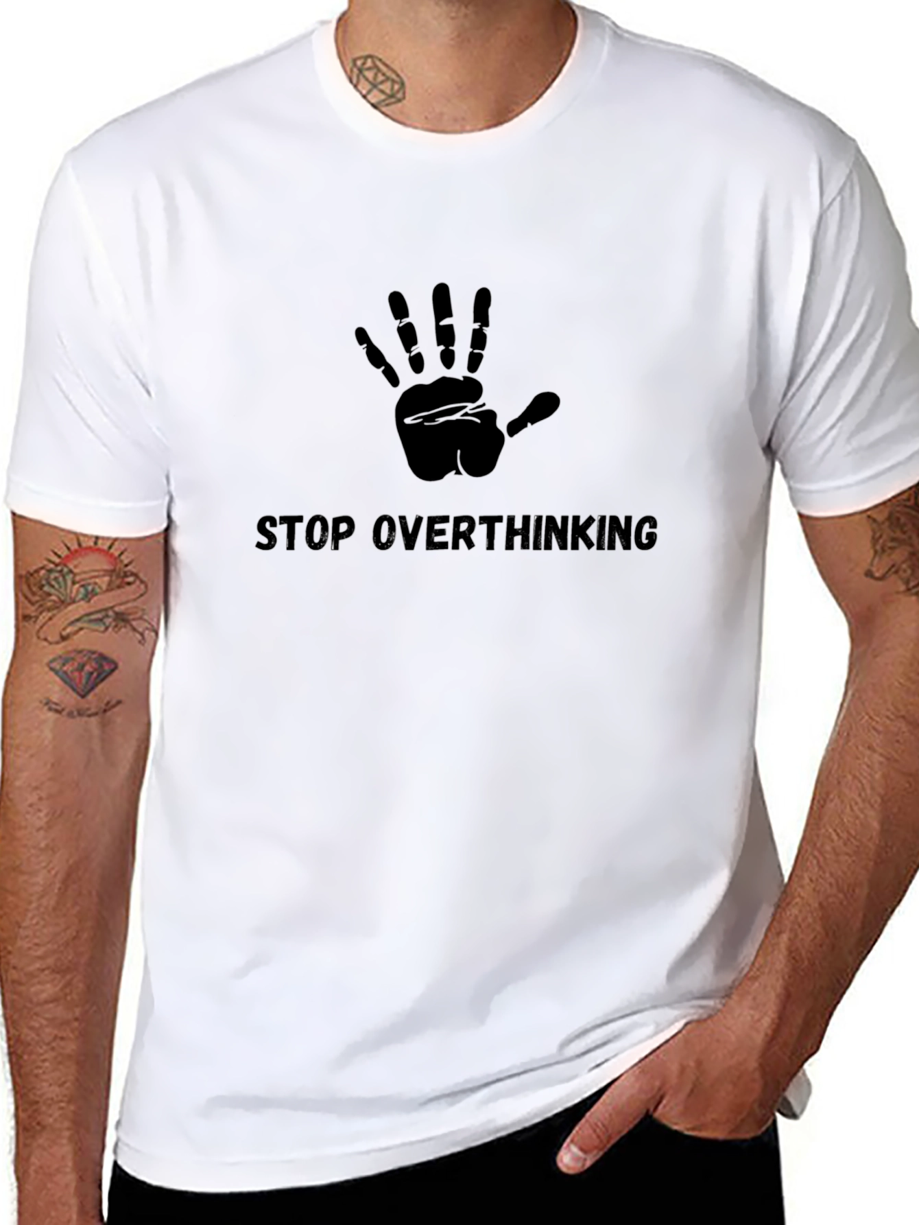 Stop Overthinking Black Graphic T-Shirt