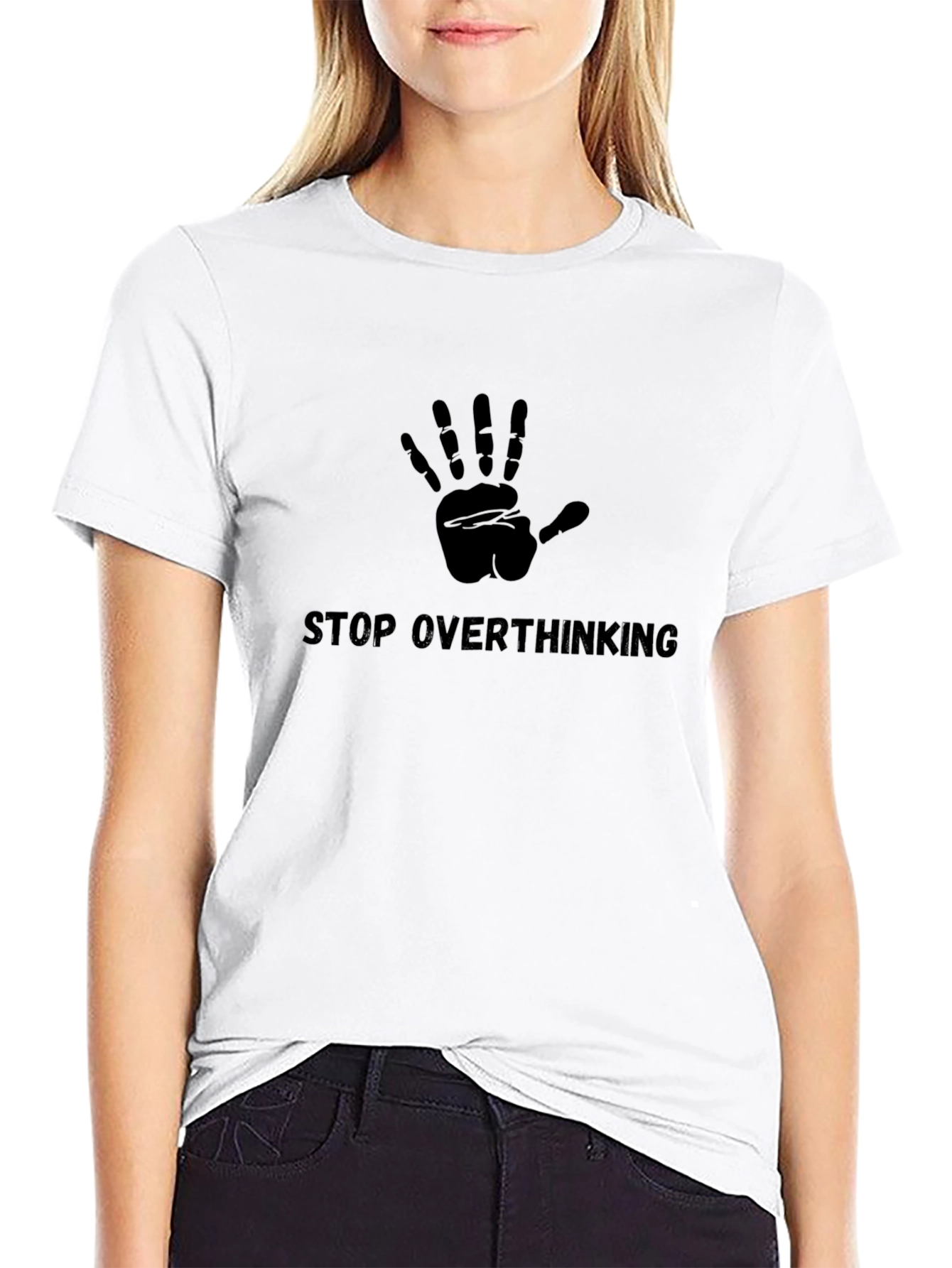 Stop Overthinking Black Graphic T-Shirt
