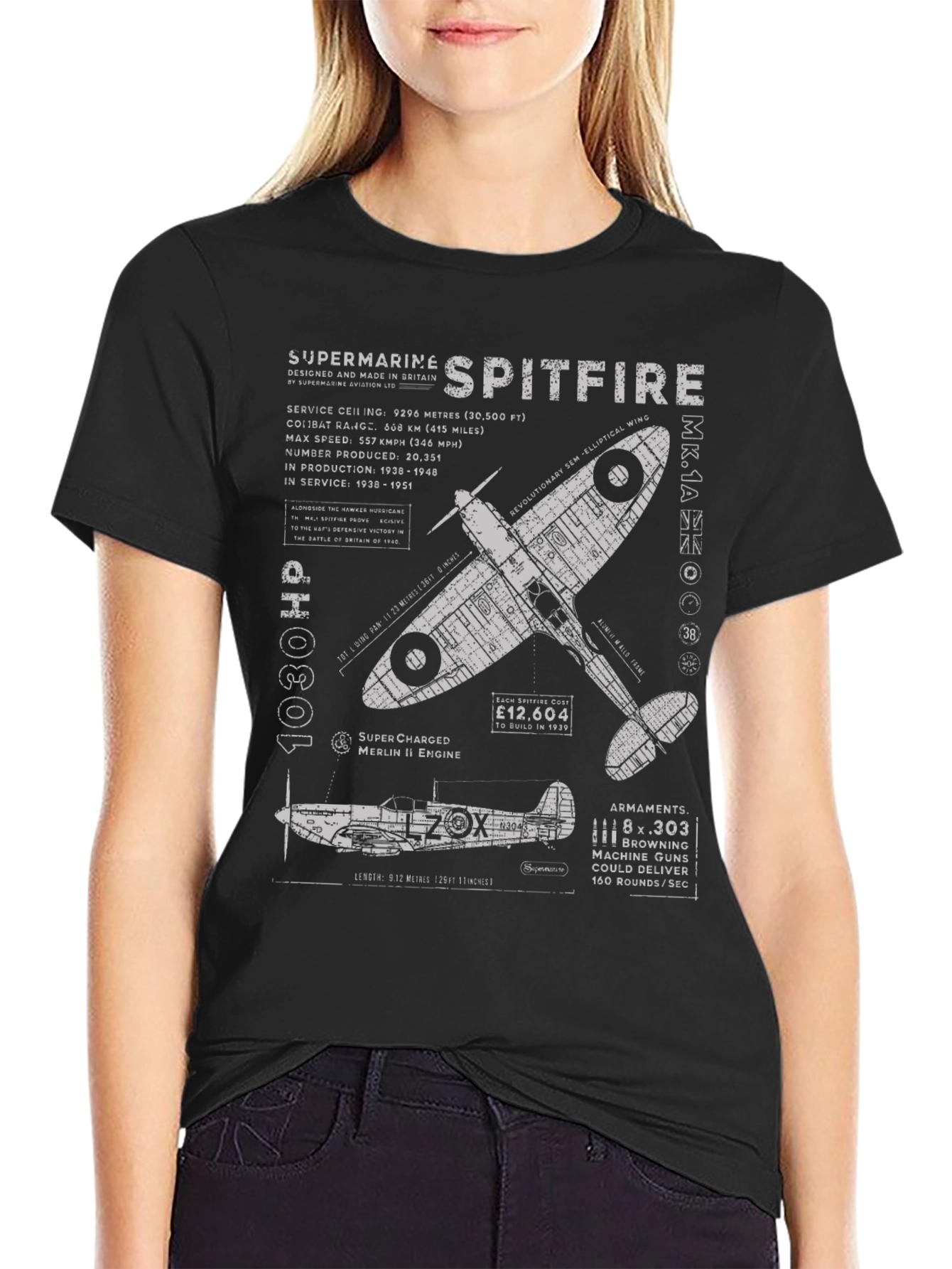 Supermarine Spitfire Blueprint T-Shirt
