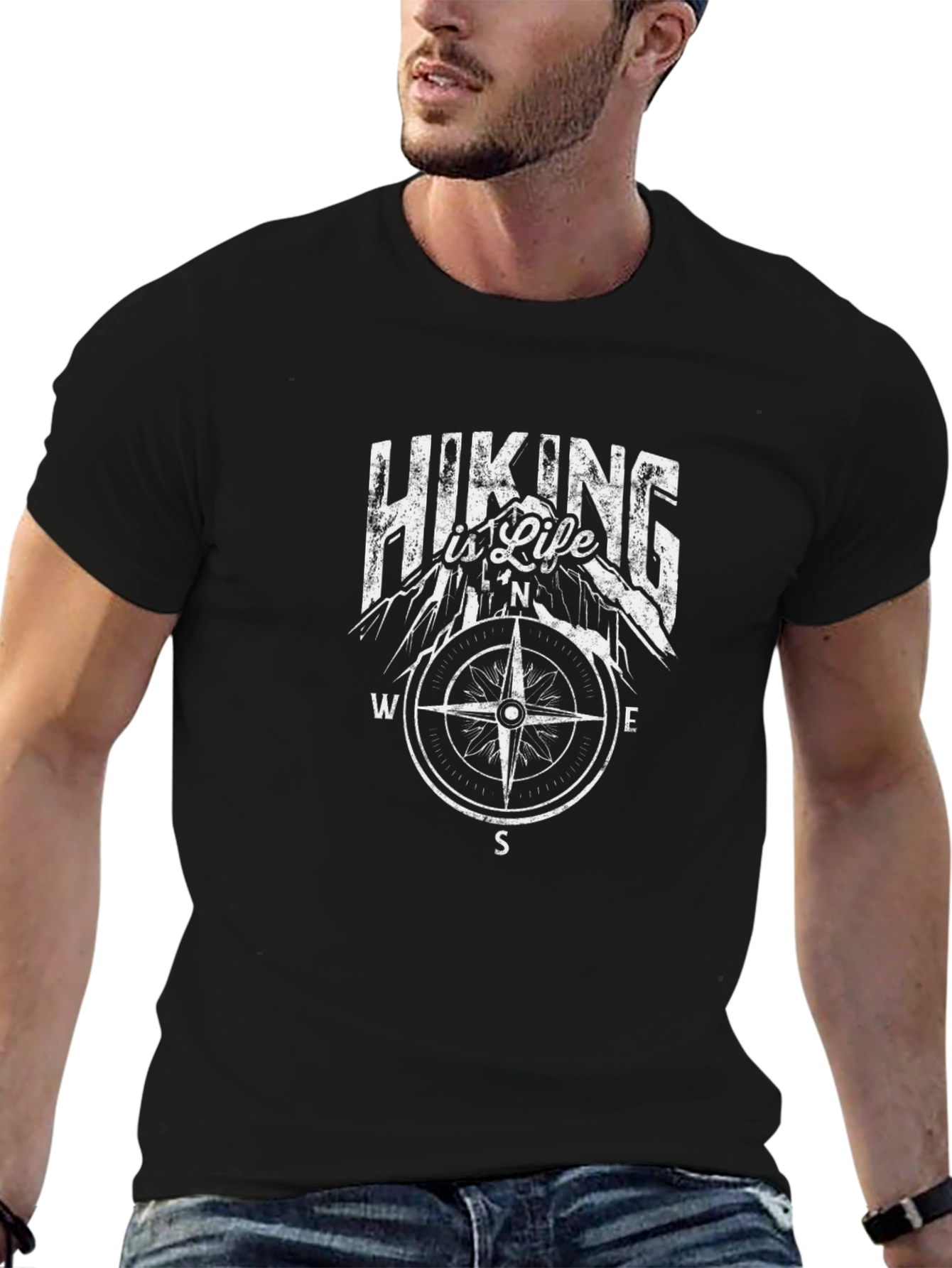 Hiking Is Life Graphic Tee - Compass Design T-Shirt