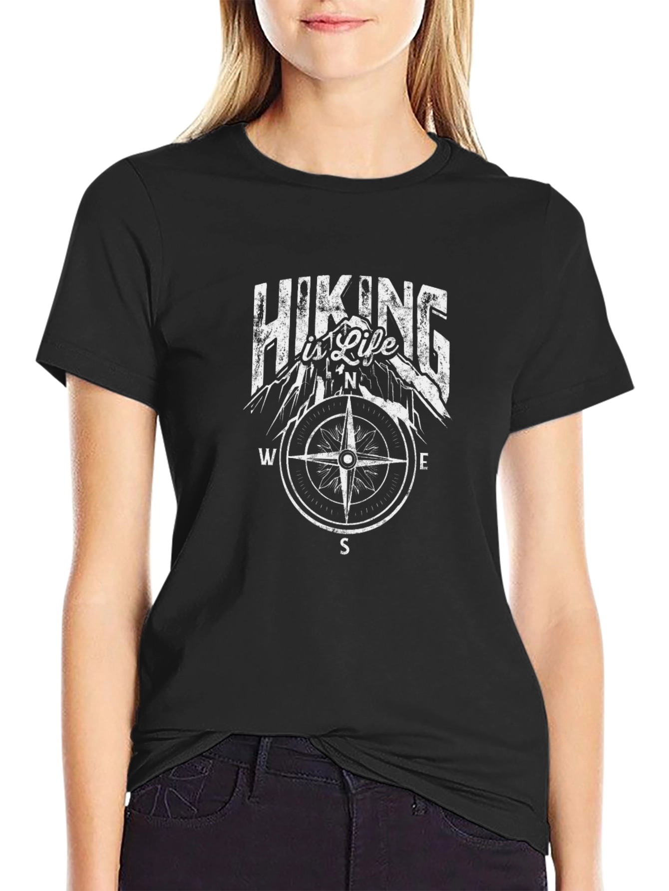 Hiking Is Life Graphic Tee - Compass Design T-Shirt