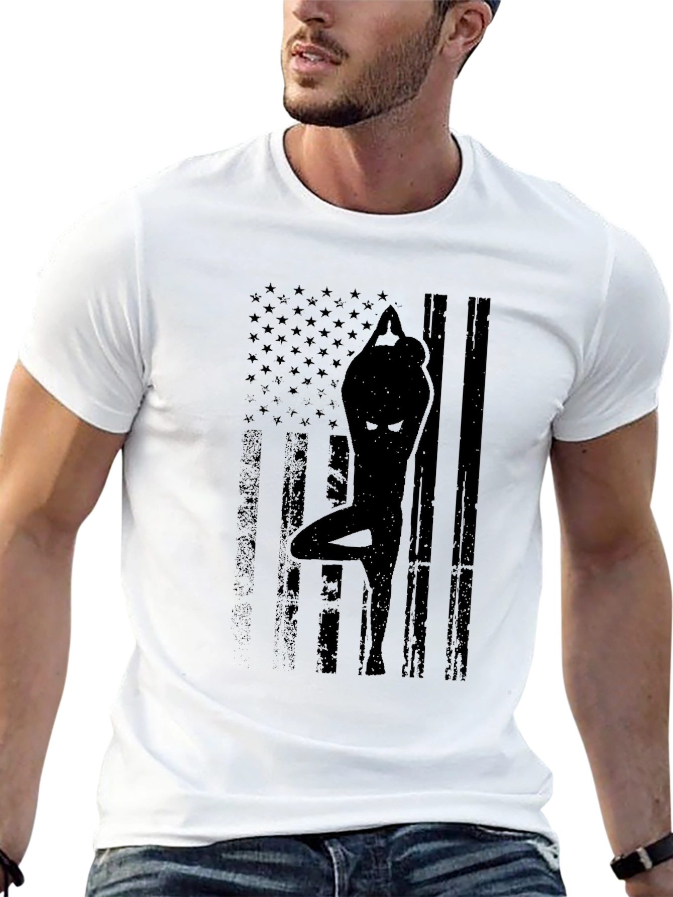 Yoga USA Flag Graphic Tee - Black