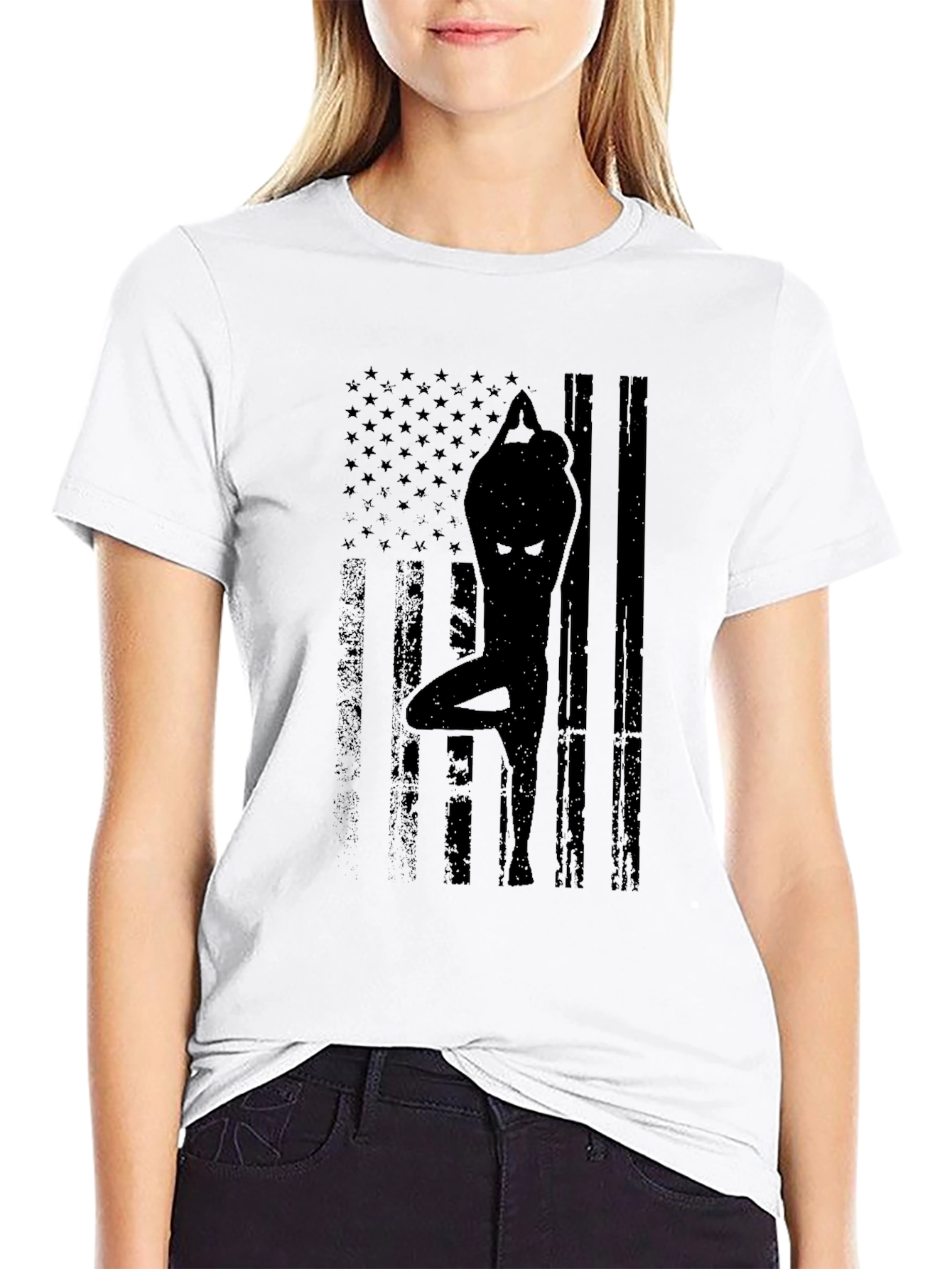 Yoga USA Flag Graphic Tee - Black