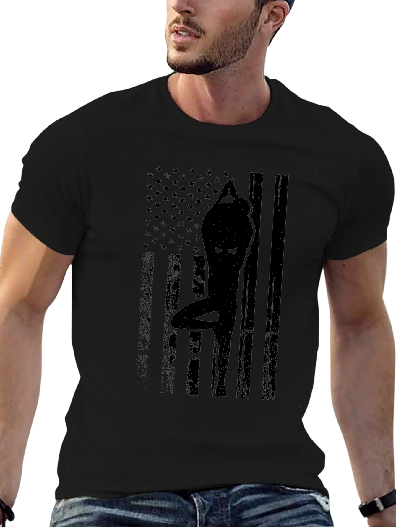 Yoga USA Flag Graphic Tee - Black