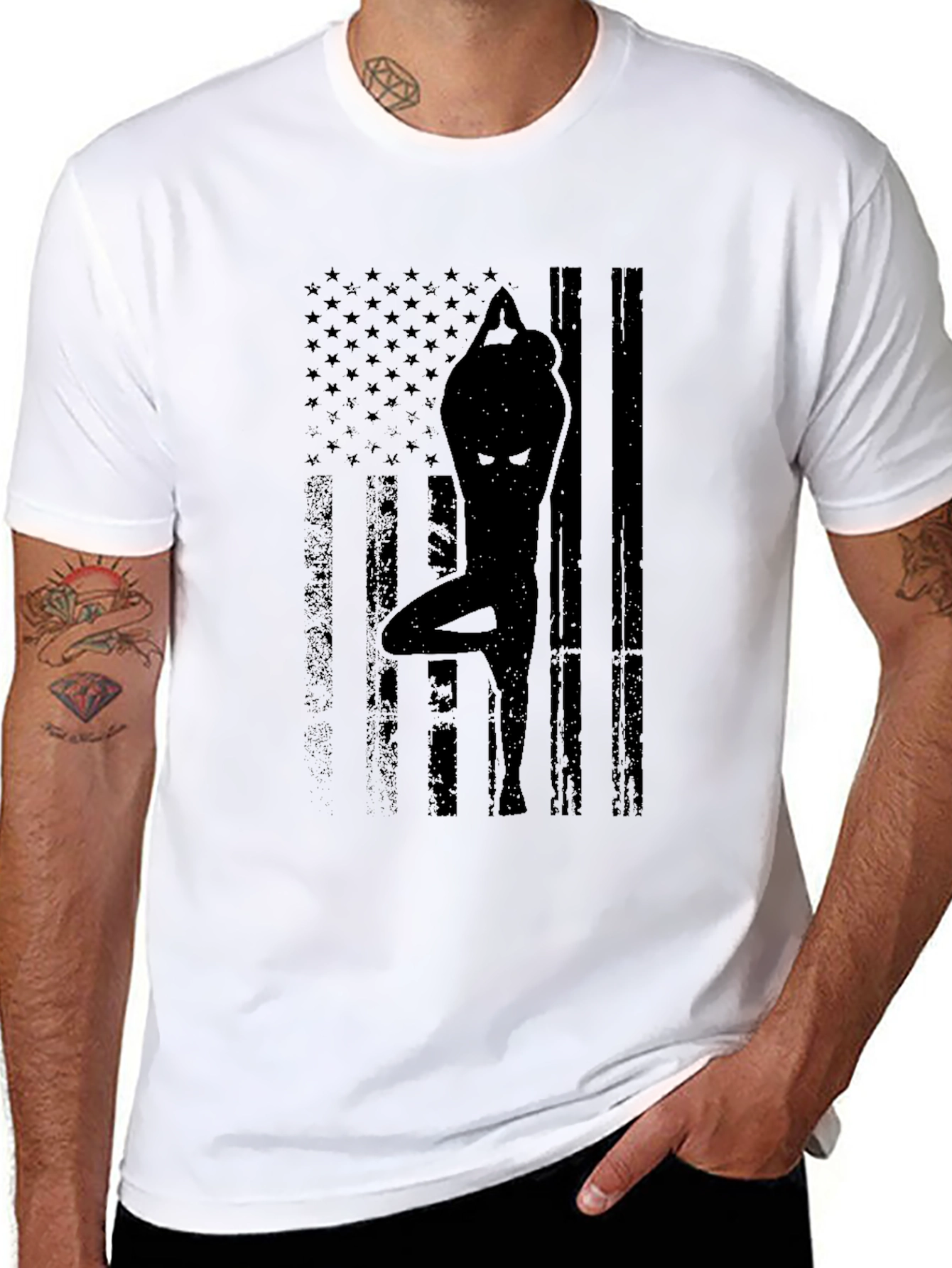 Yoga USA Flag Graphic Tee - Black