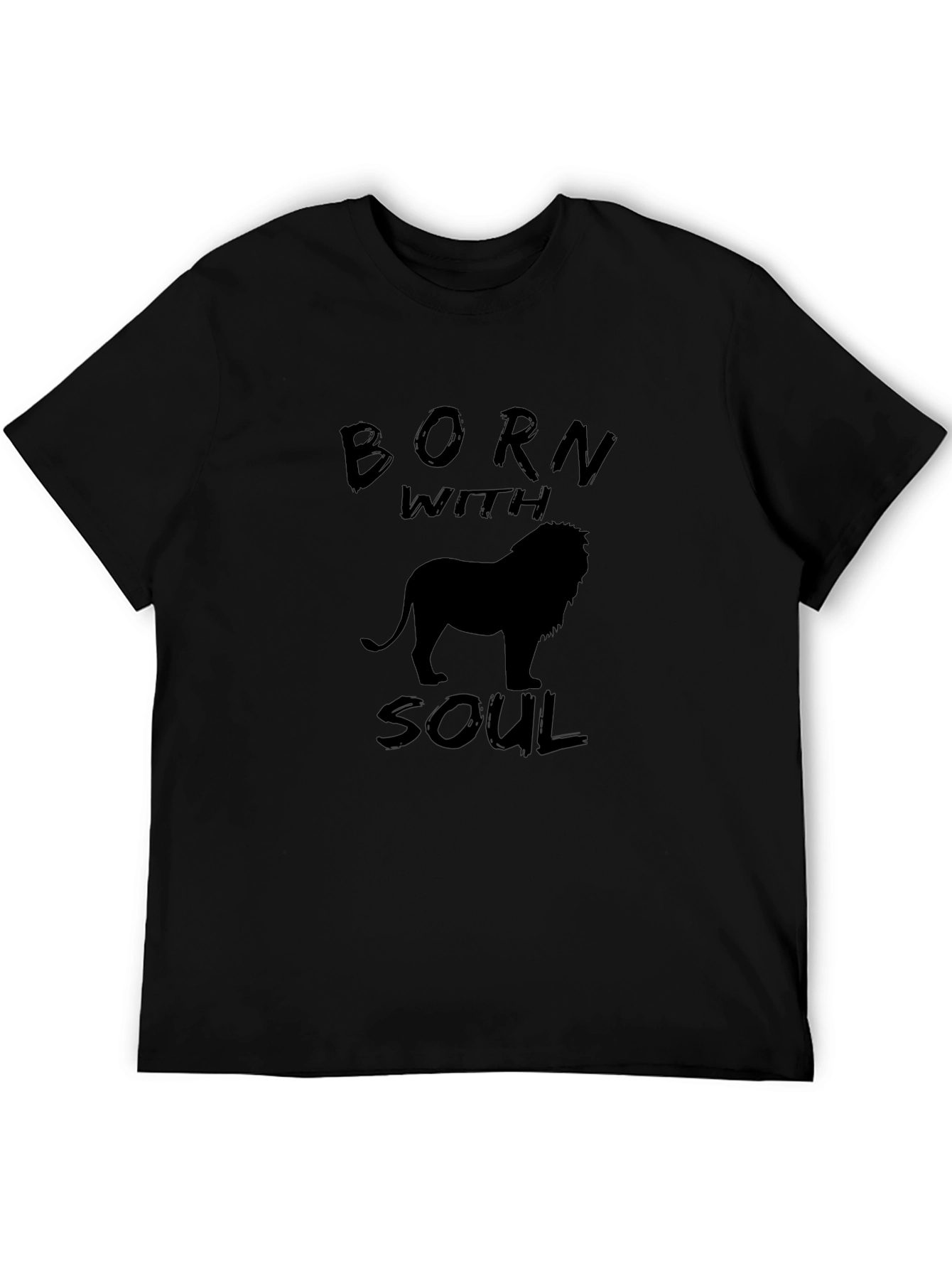 Born With Soul Lion Graphic Tee - Black