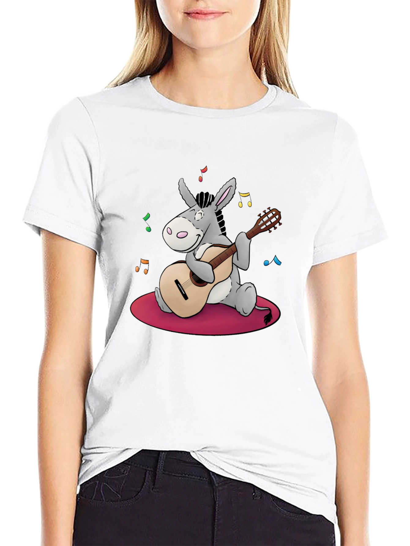 Donkey Guitar Player Black T-Shirt