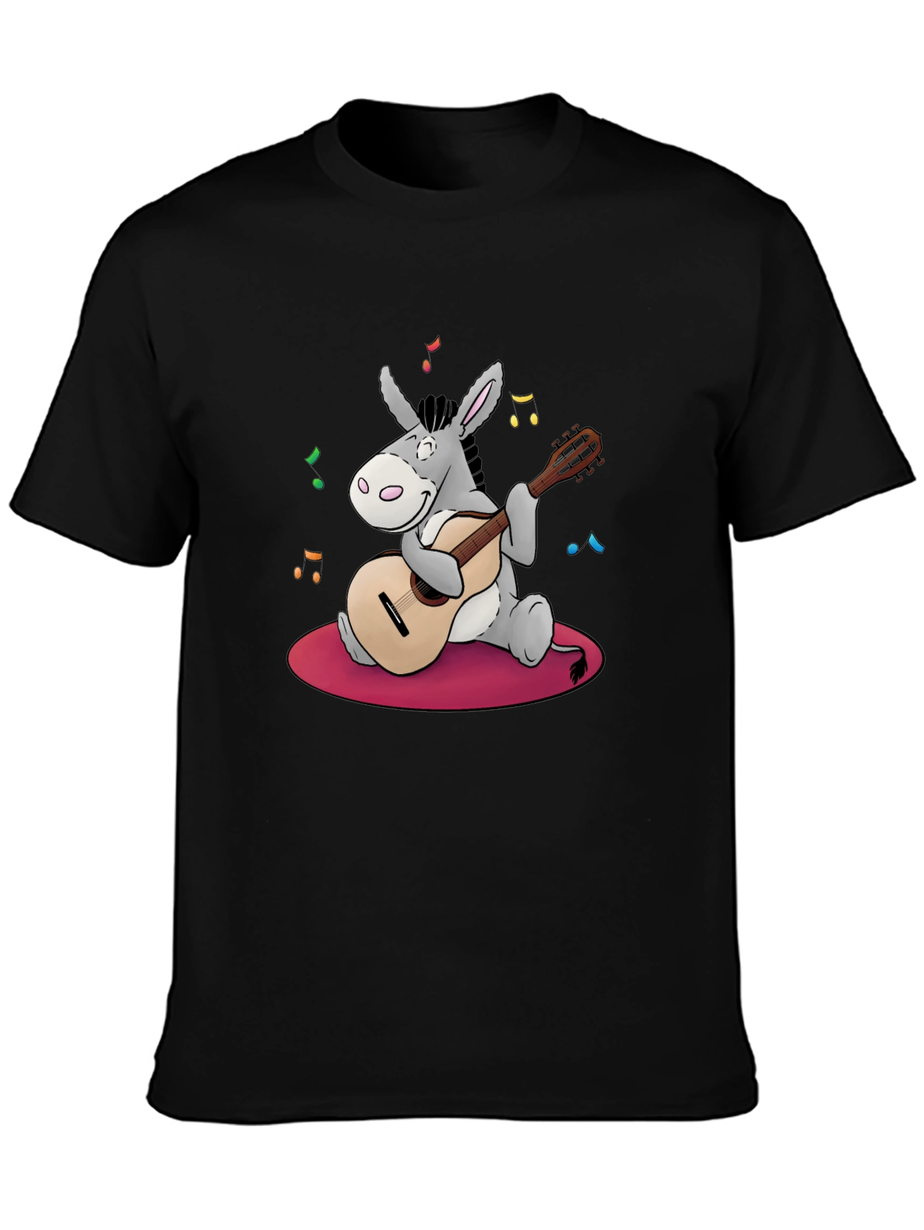 Donkey Guitar Player Black T-Shirt