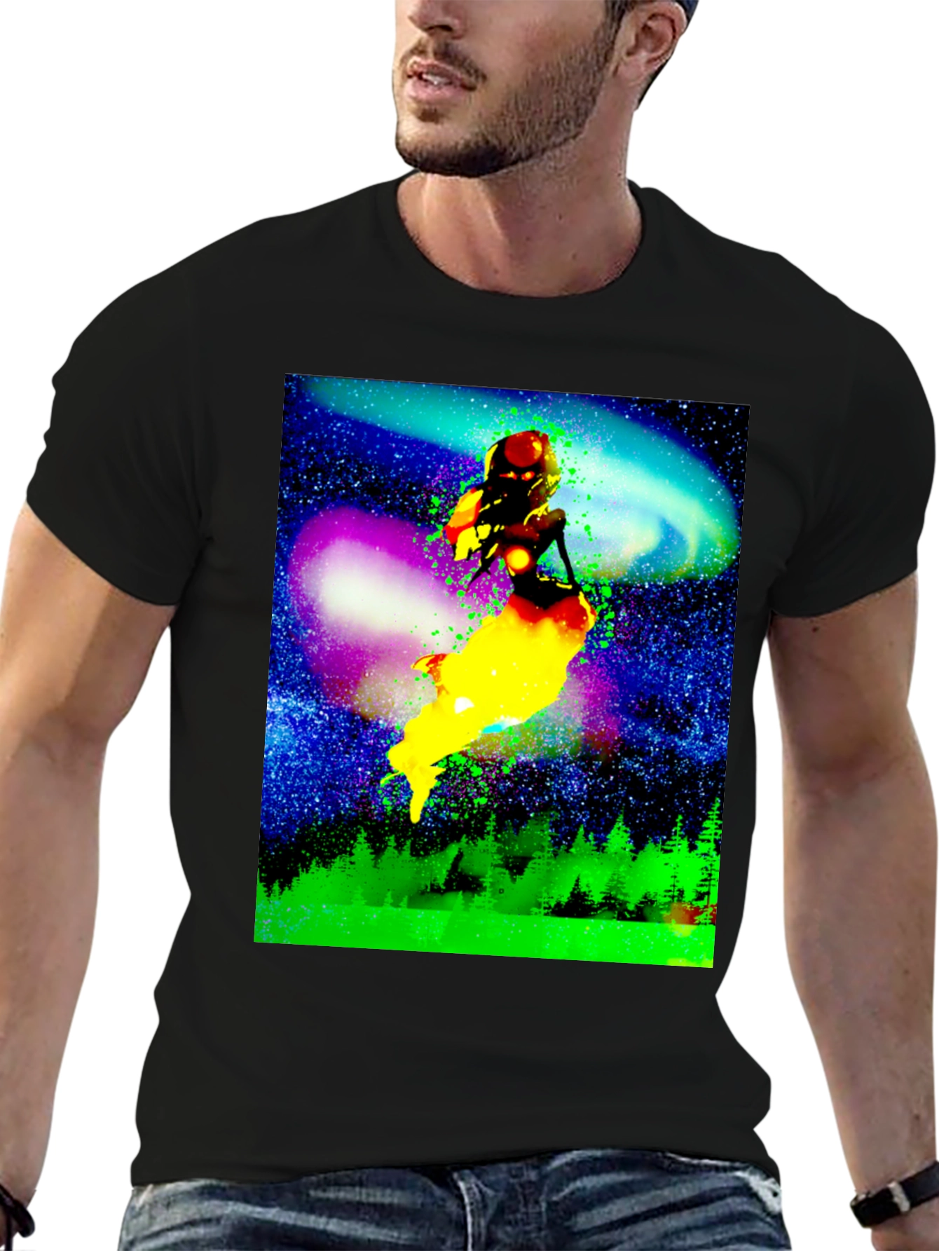 Cosmic Mermaid Graphic Tee - Unique Space Design