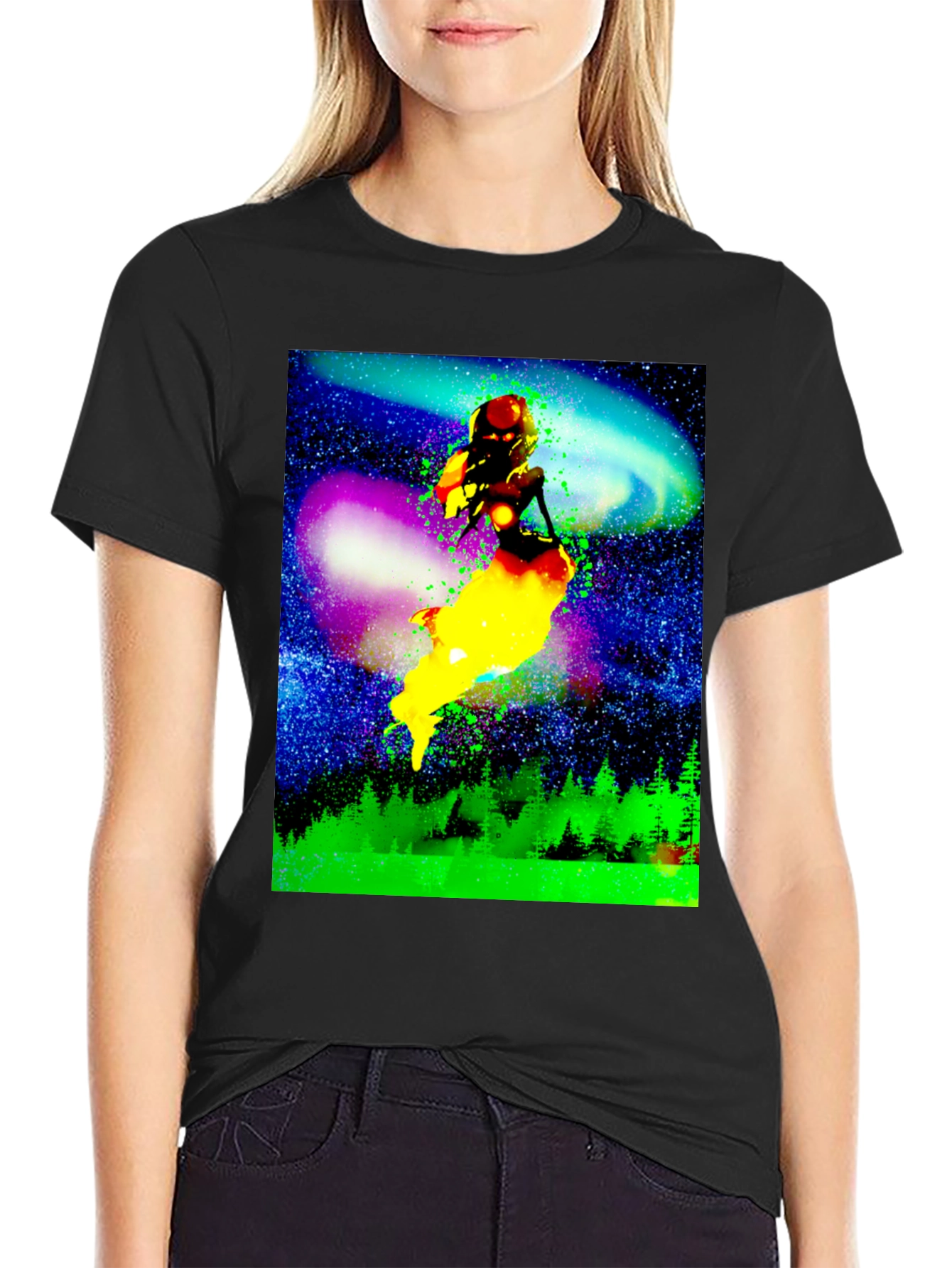Cosmic Mermaid Graphic Tee - Unique Space Design