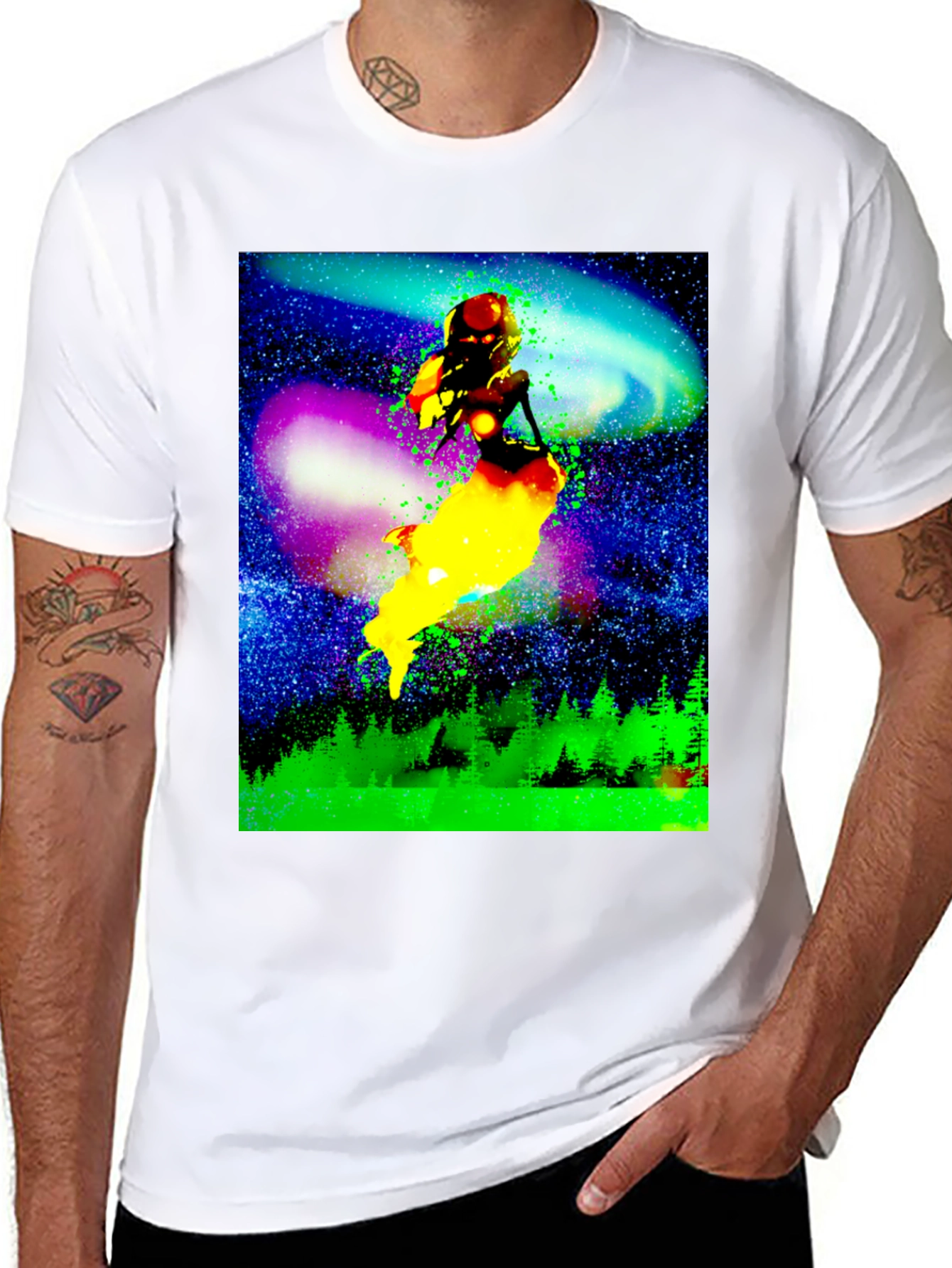 Cosmic Mermaid Graphic Tee - Unique Space Design