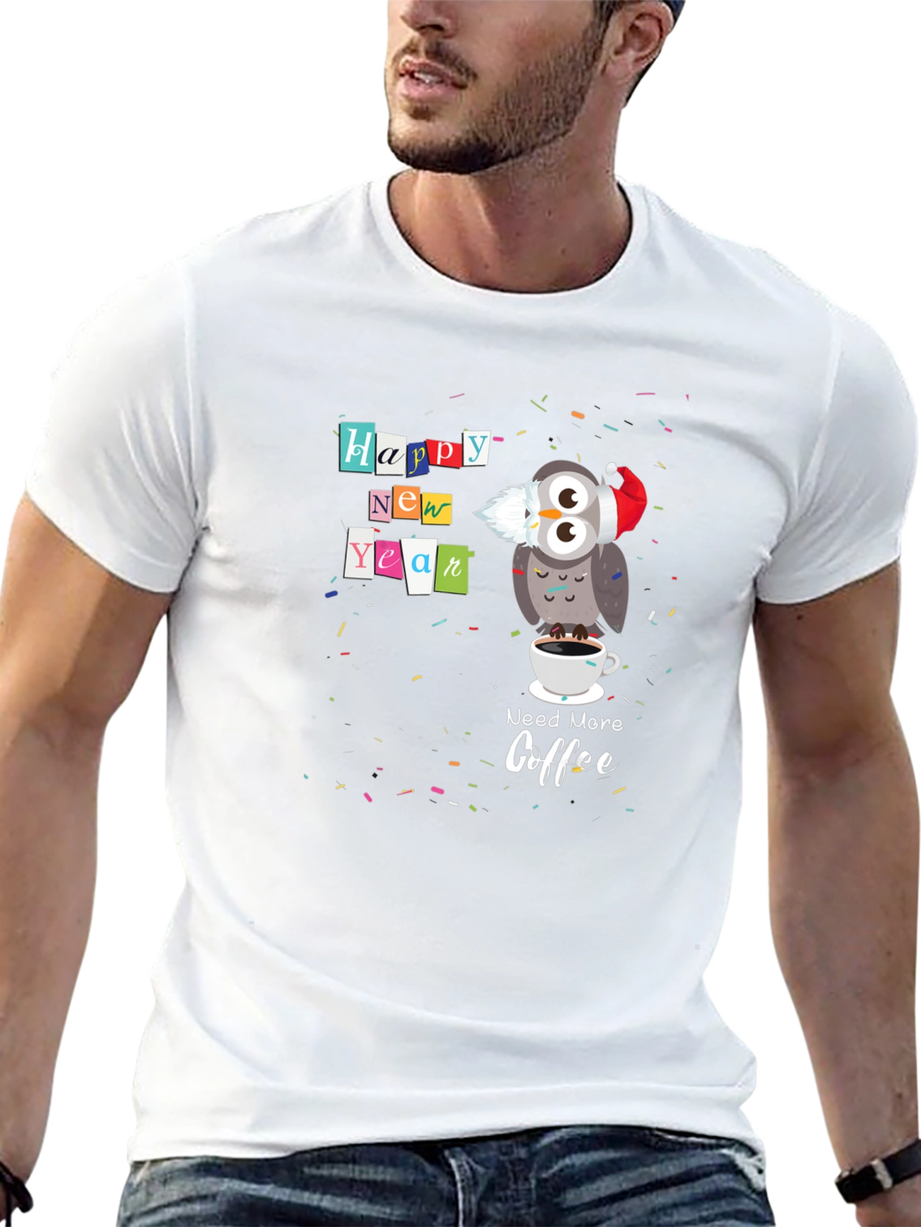 Happy New Year Owl Coffee Graphic Tee
