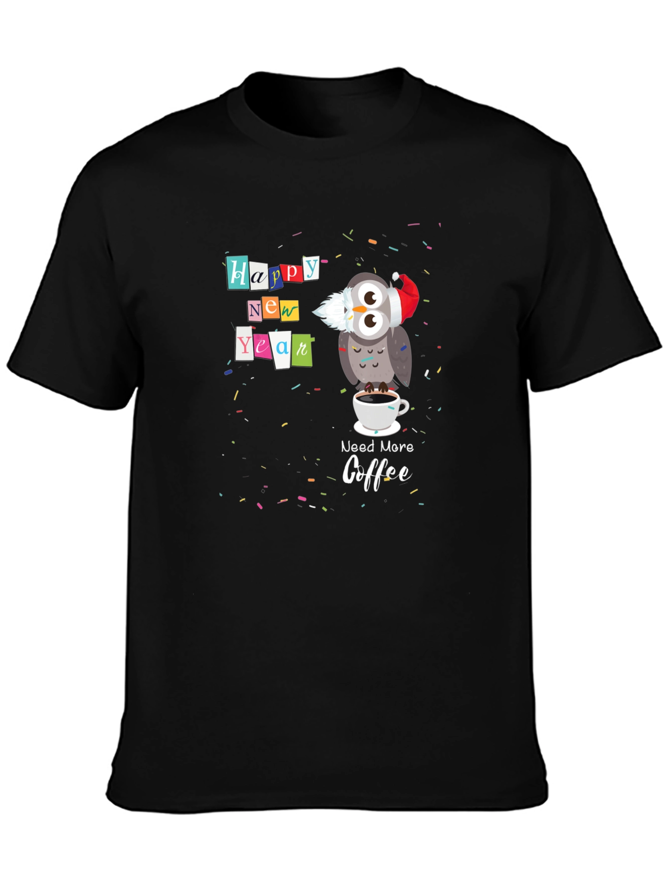 Happy New Year Owl Coffee Graphic Tee