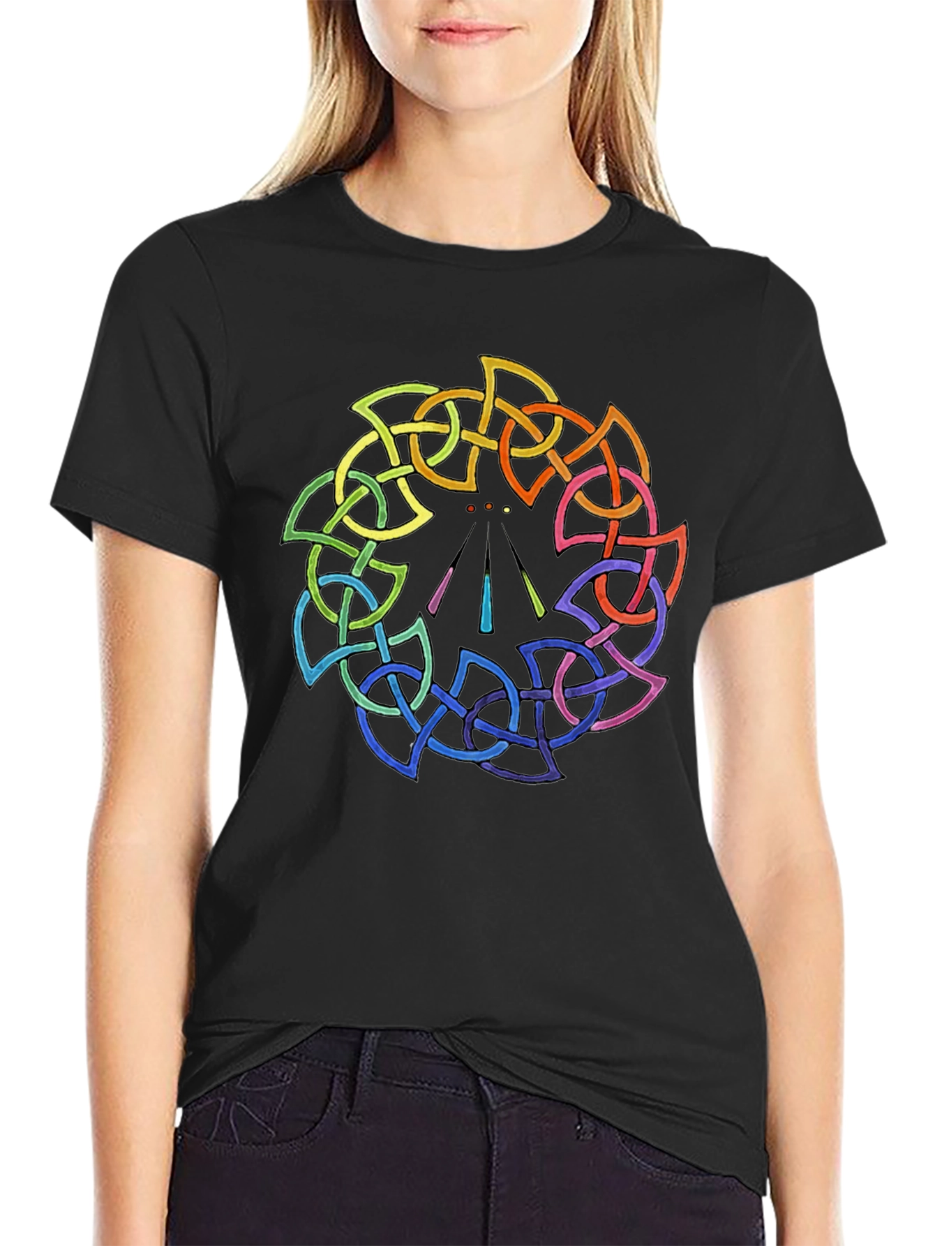 Rainbow Celtic Knot Black T-Shirt