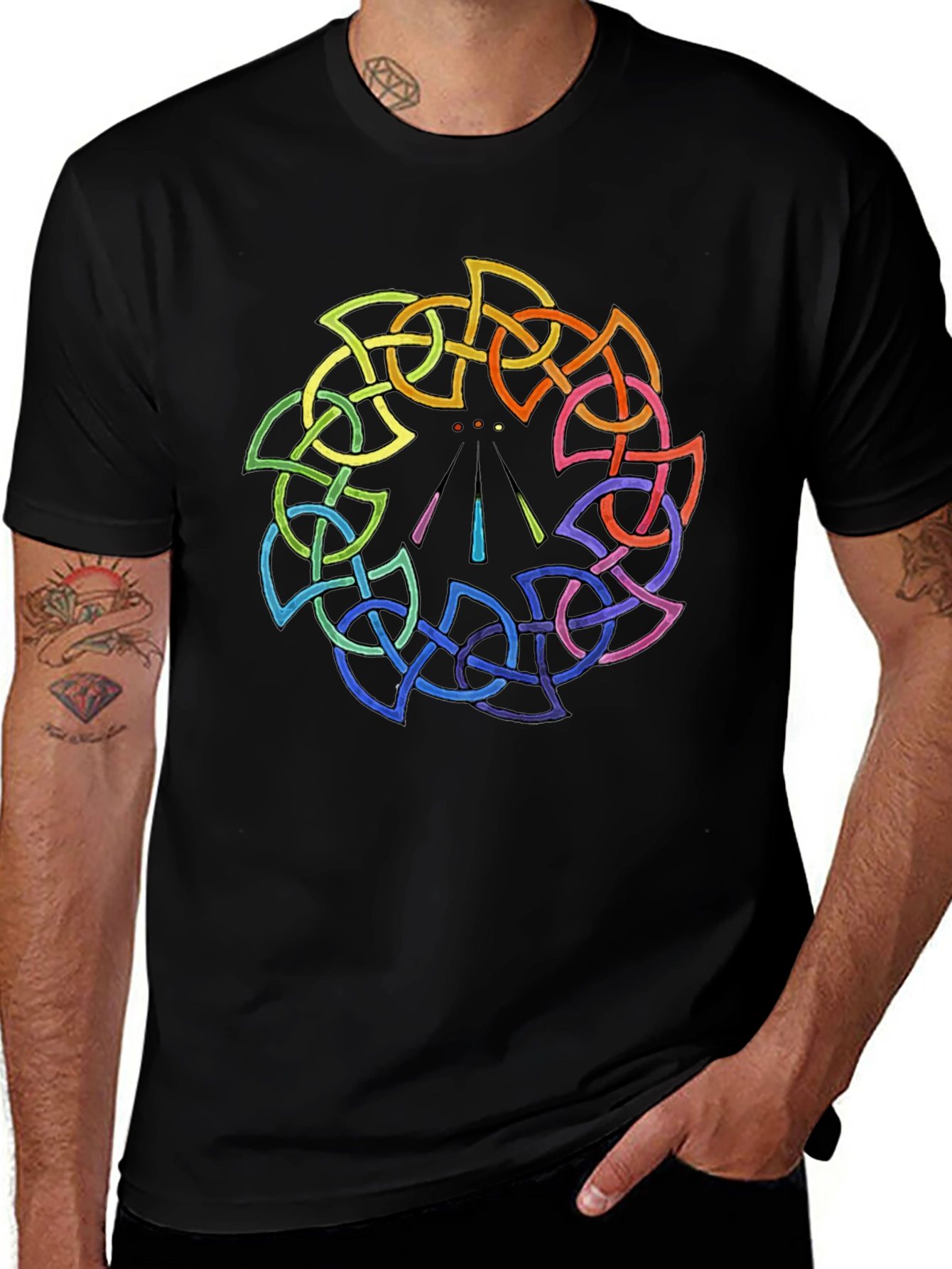 Rainbow Celtic Knot Black T-Shirt