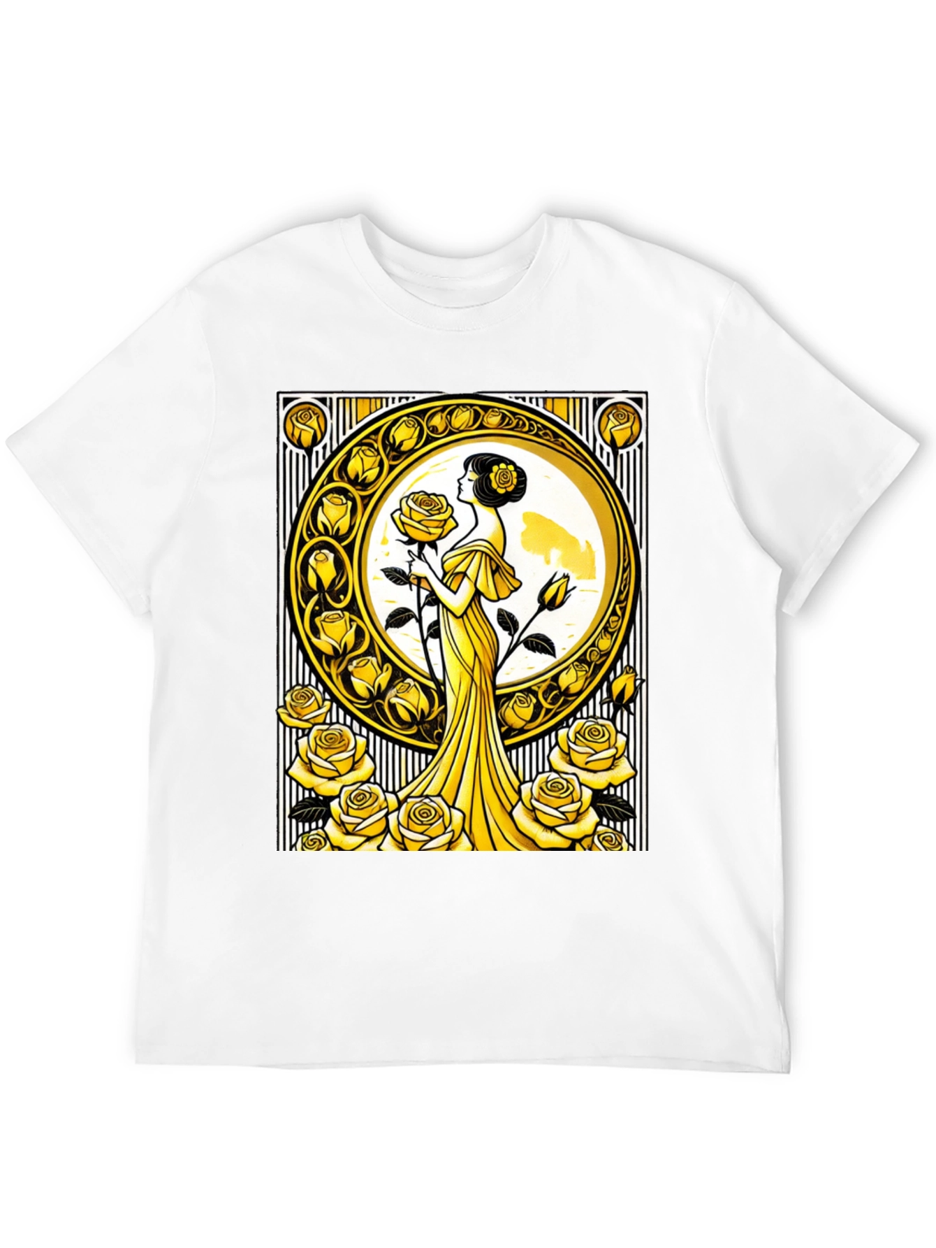 Art Nouveau Rose T-Shirt - Elegant Floral Design