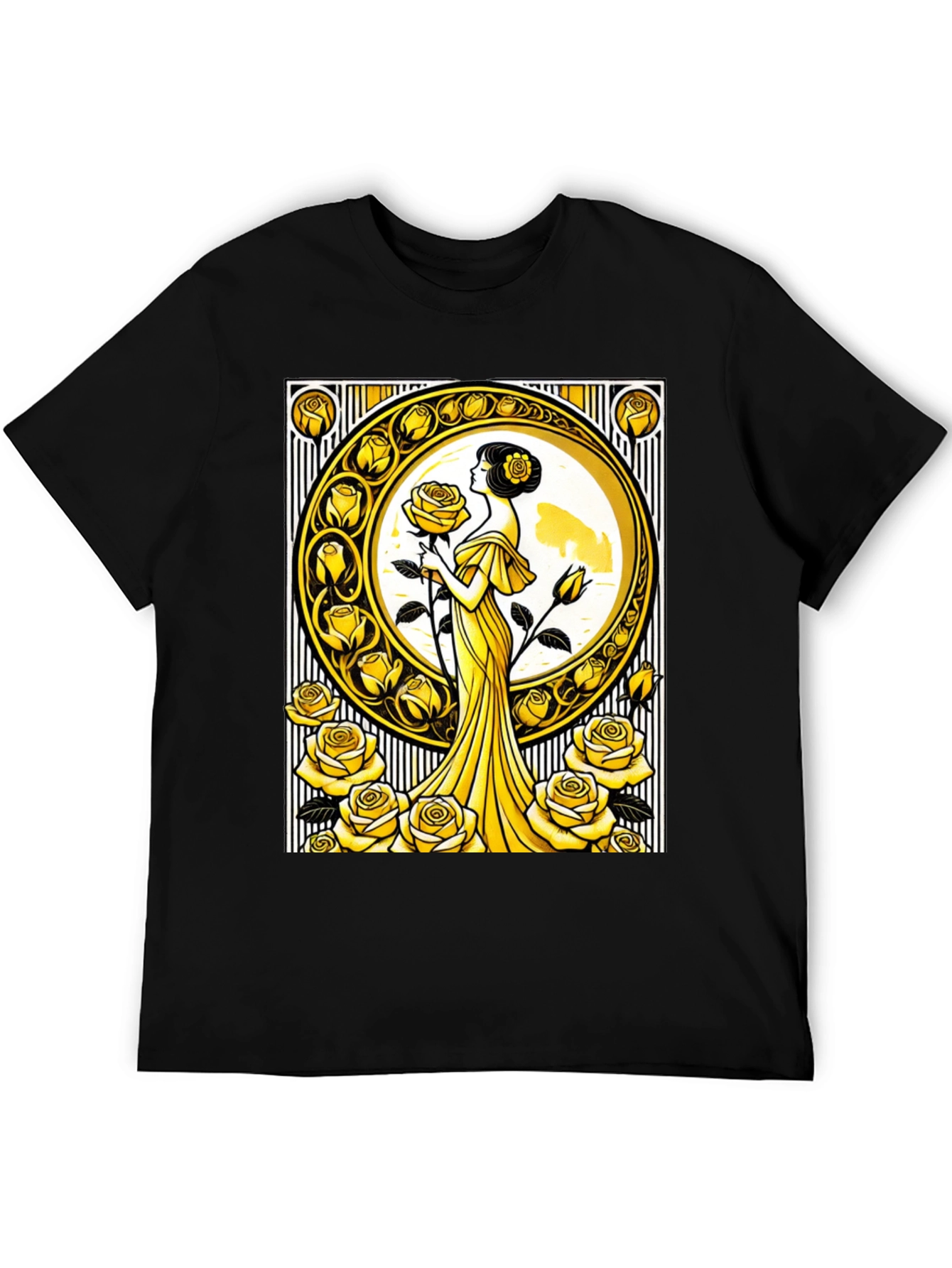 Art Nouveau Rose T-Shirt - Elegant Floral Design