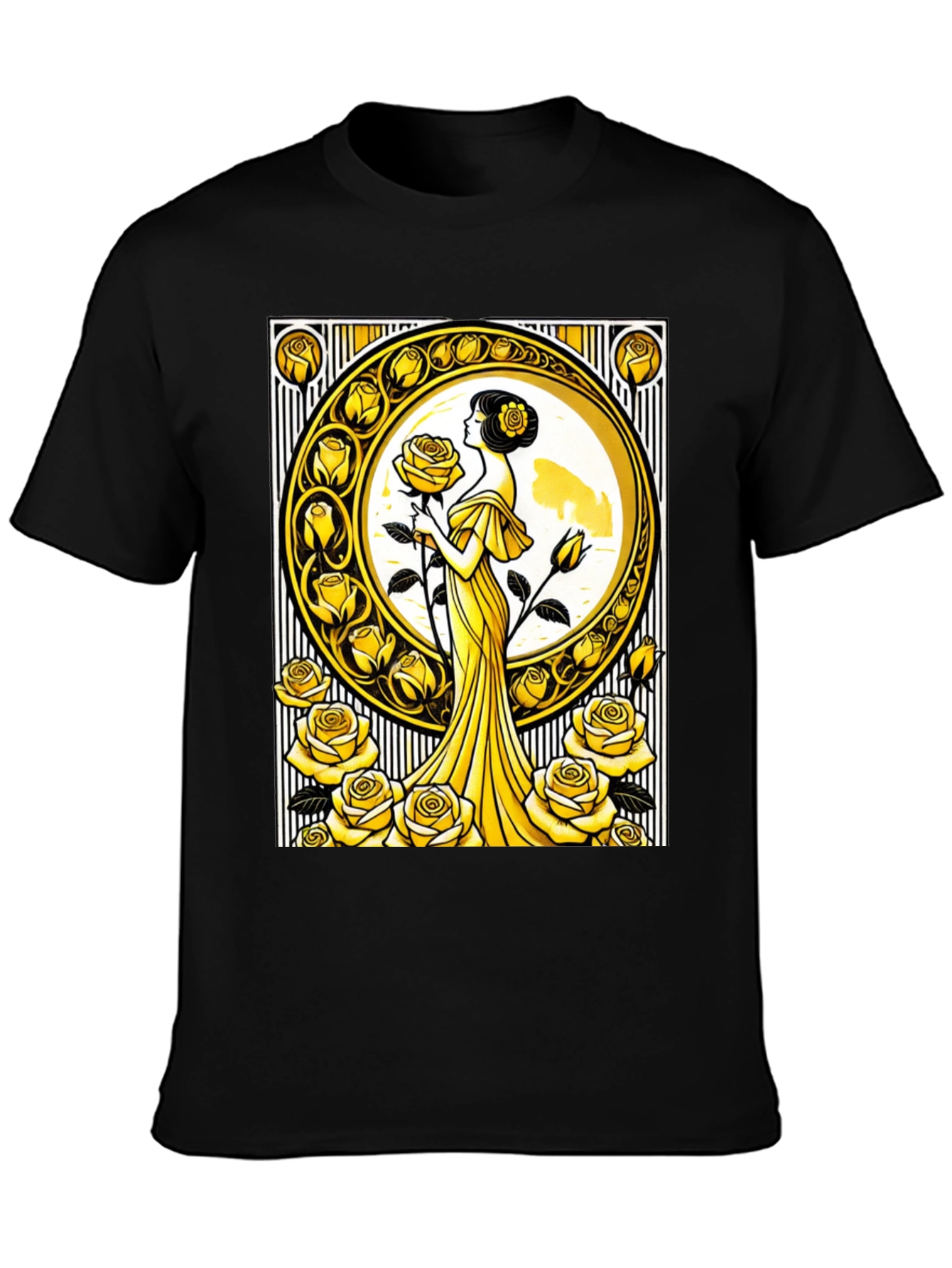 Art Nouveau Rose T-Shirt - Elegant Floral Design