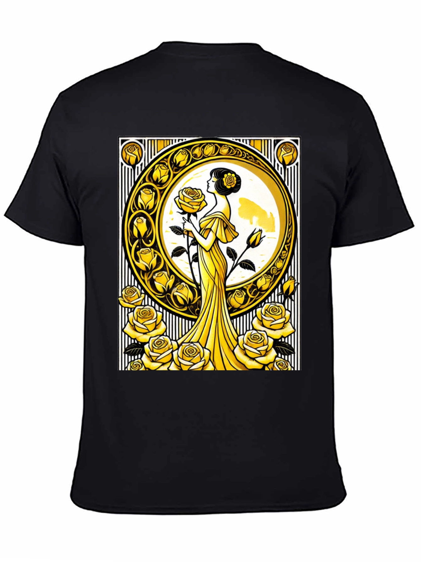 Art Nouveau Rose T-Shirt - Elegant Floral Design