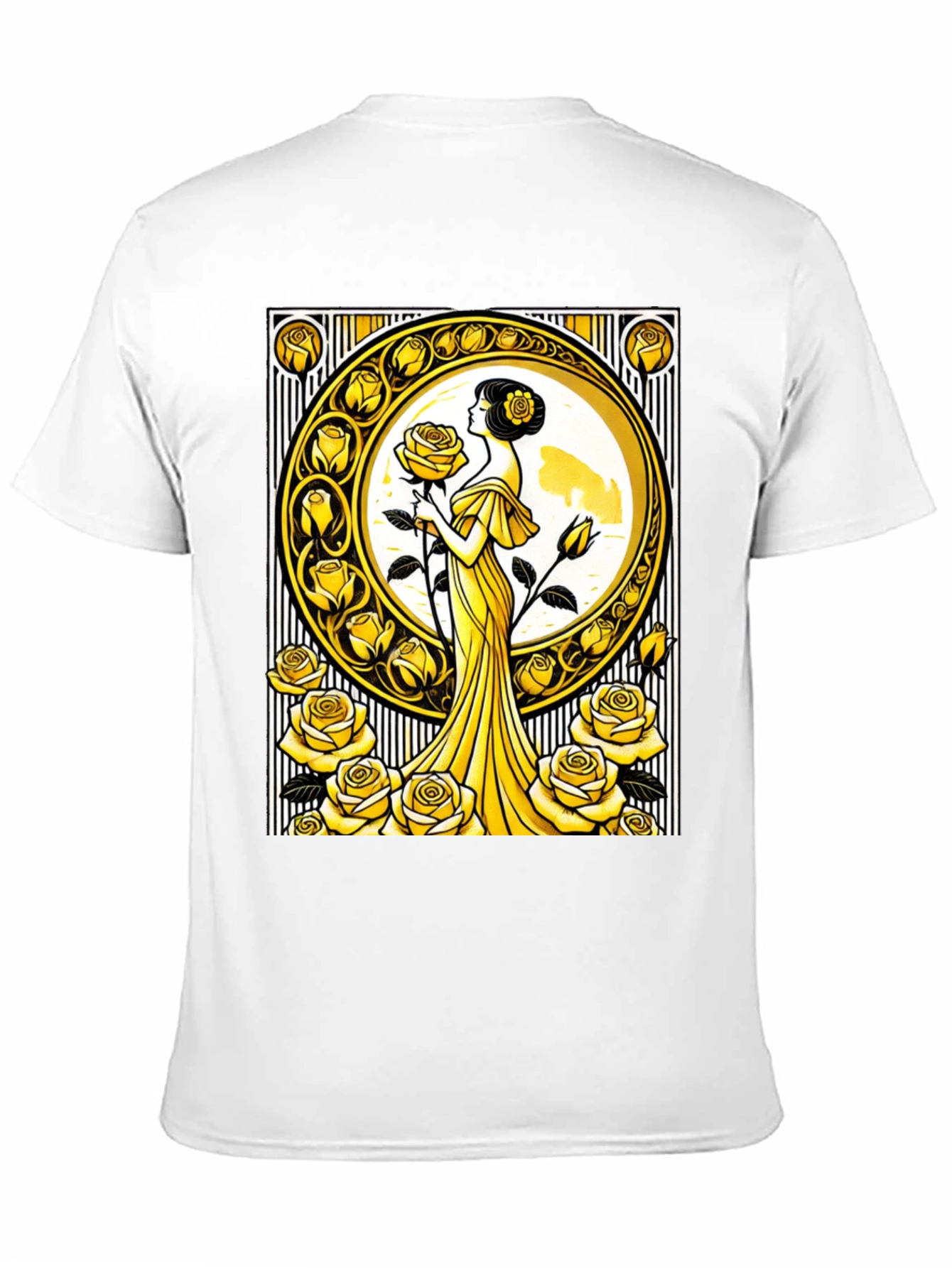 Art Nouveau Rose T-Shirt - Elegant Floral Design