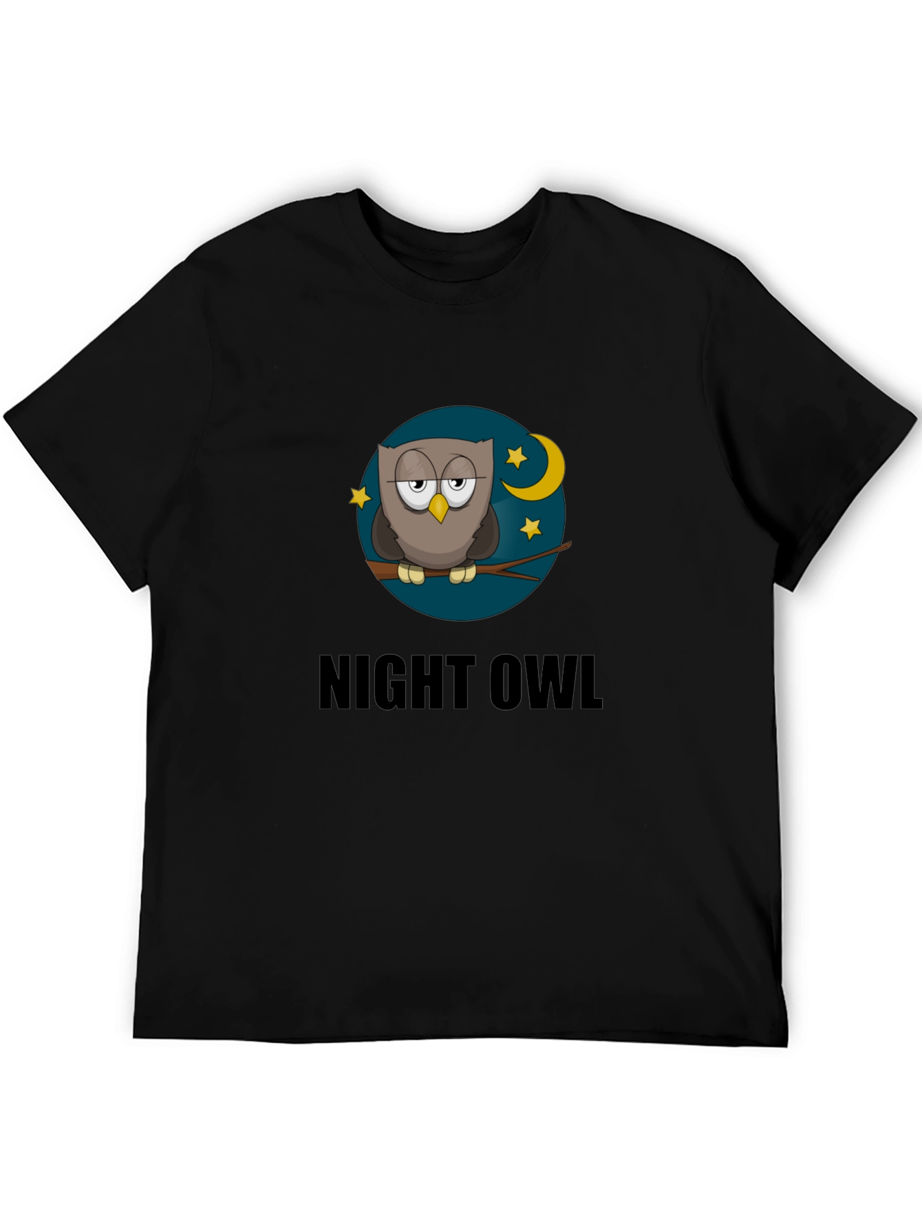 Night Owl T-Shirt - Cartoon Moon & Stars Design