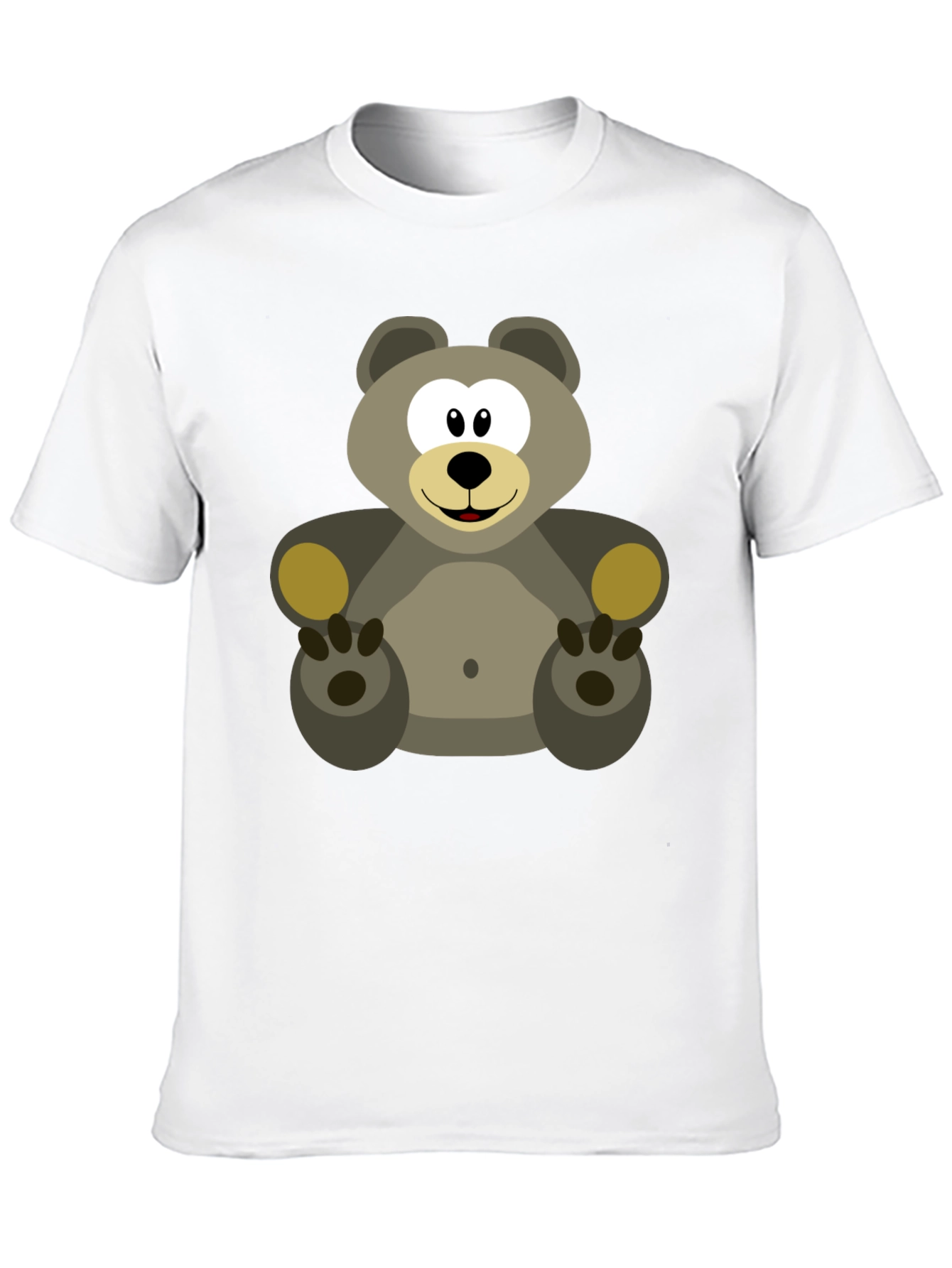 Cartoon Bear Graphic Tee - Black Cotton Blend