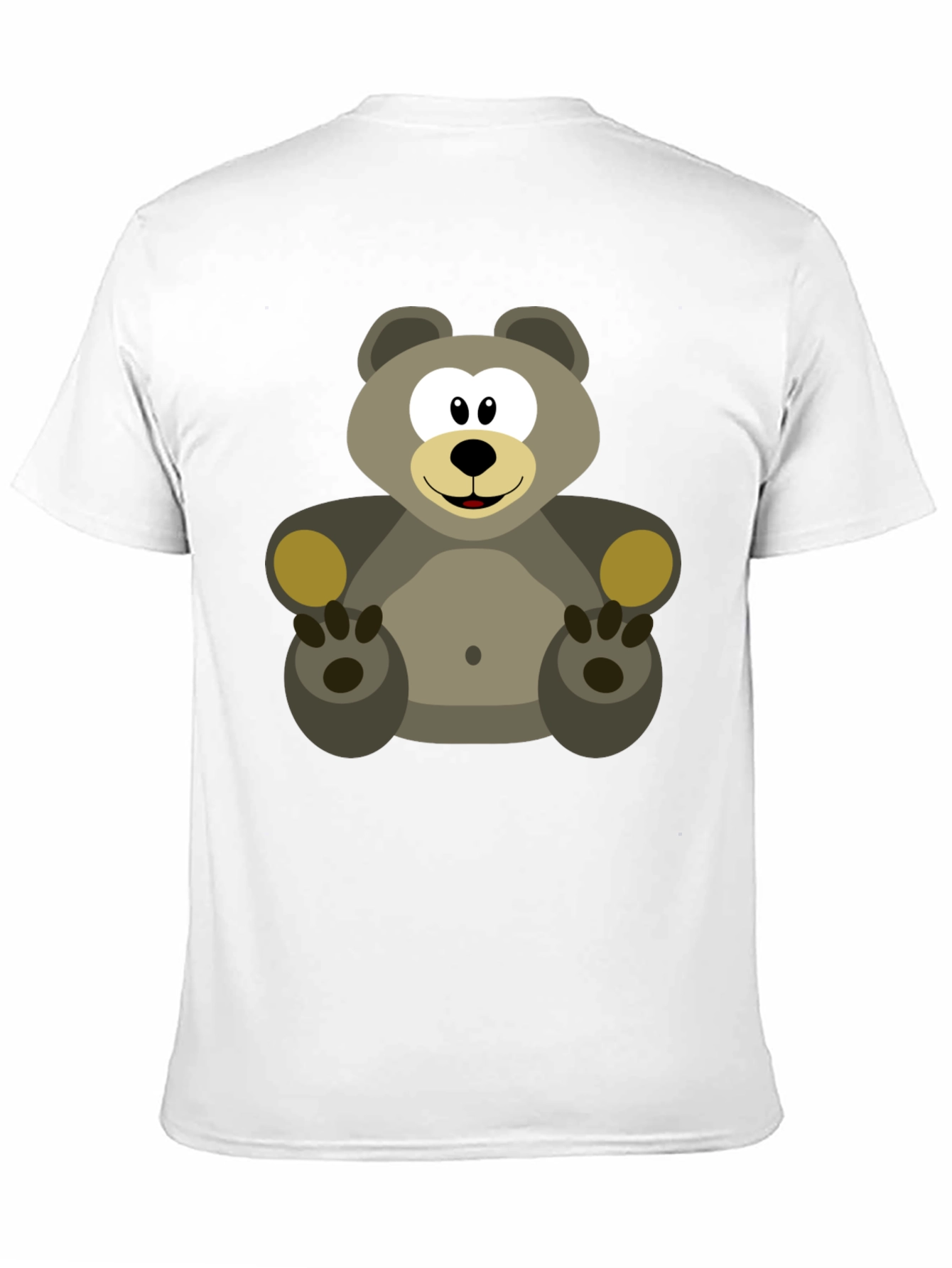 Cartoon Bear Graphic Tee - Black Cotton Blend