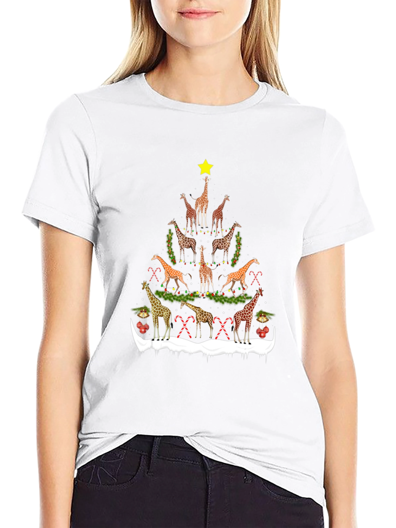 Giraffe Christmas Tree T-Shirt