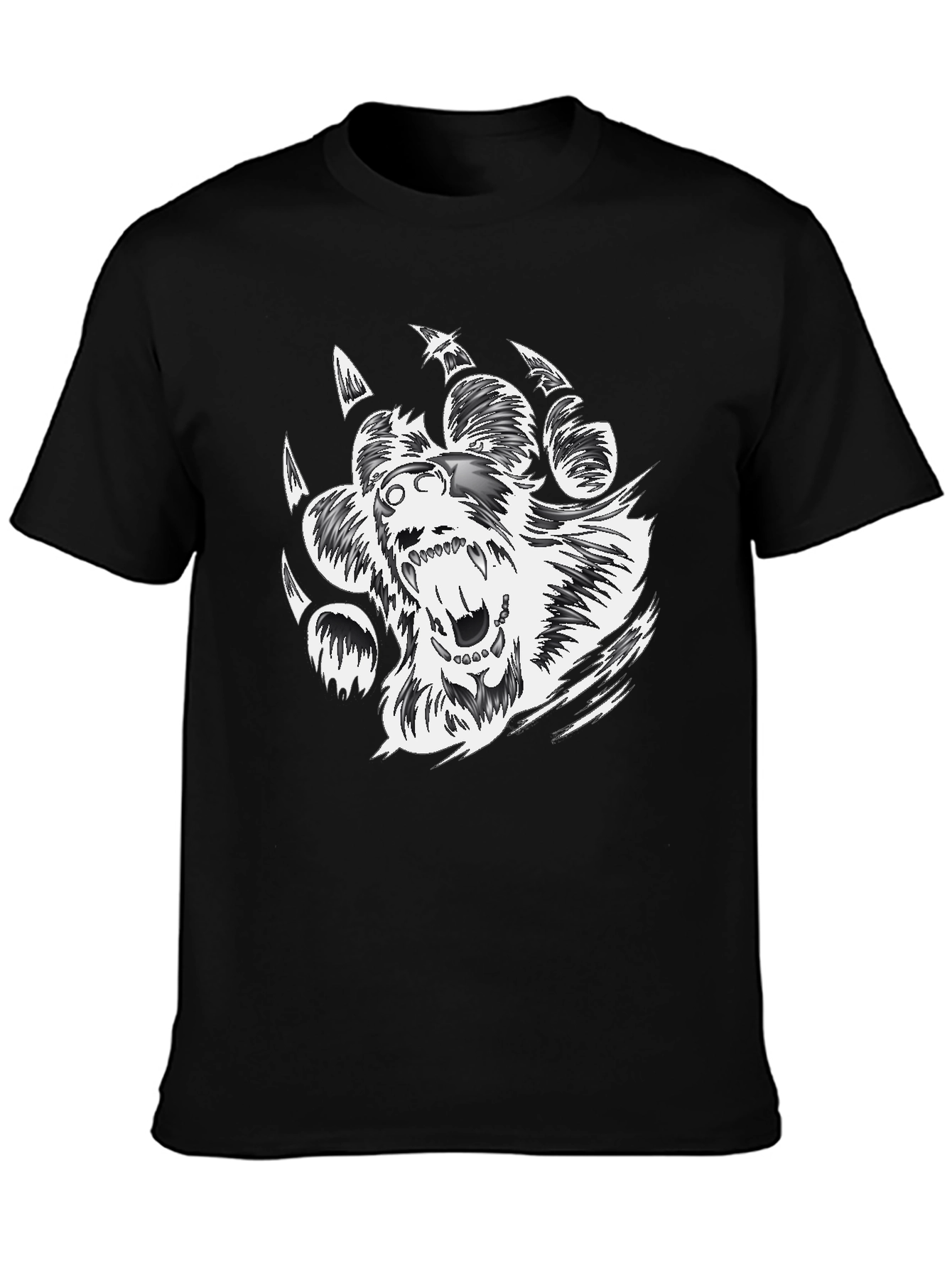 Black Graphic Tee - Bear Claw Design