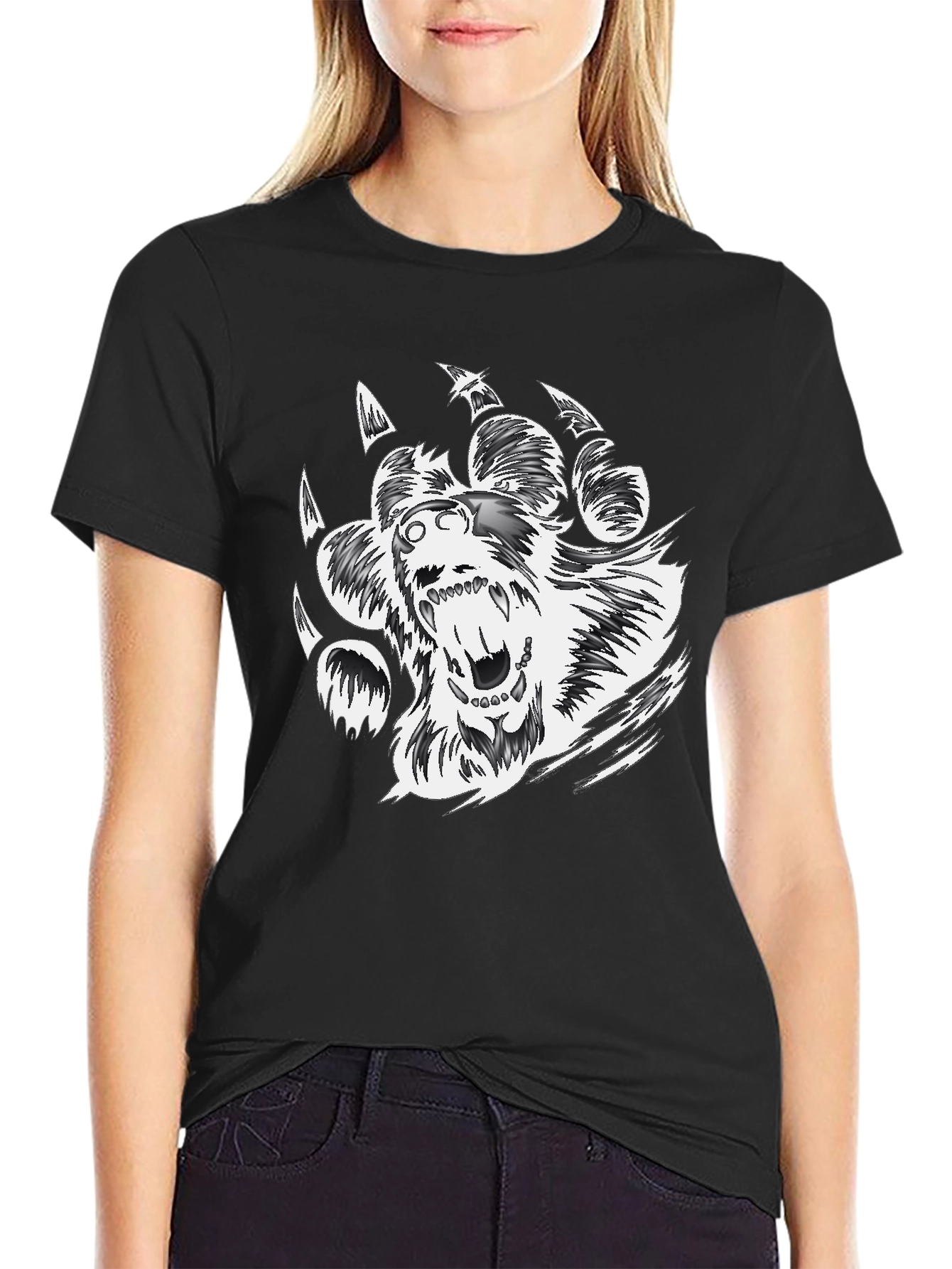 Black Graphic Tee - Bear Claw Design