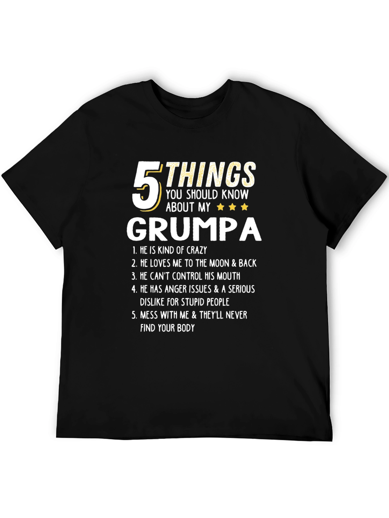 5 Things About My Grumpa T-Shirt Crazy Grumpa Tee
