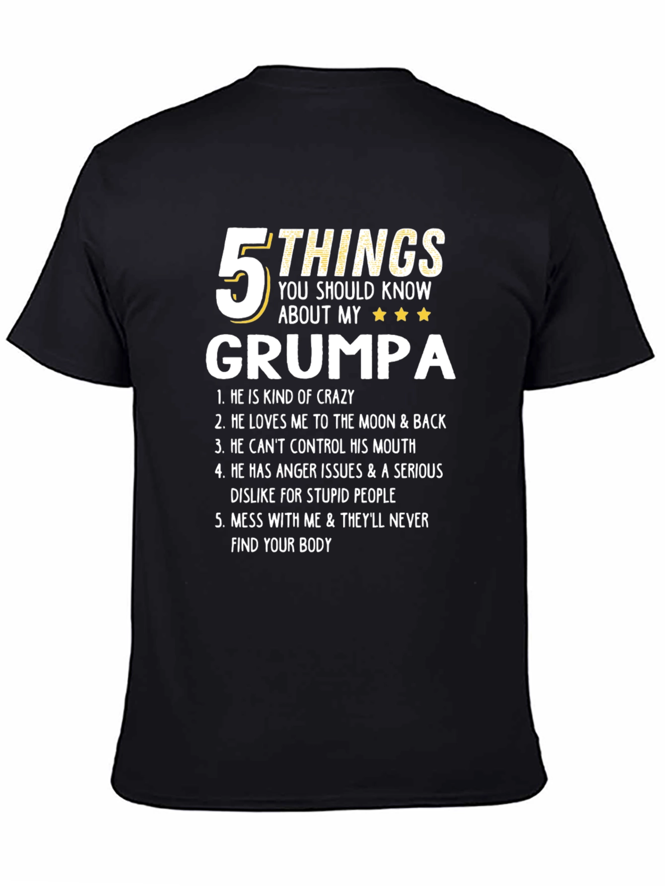 5 Things About My Grumpa T-Shirt Crazy Grumpa Tee