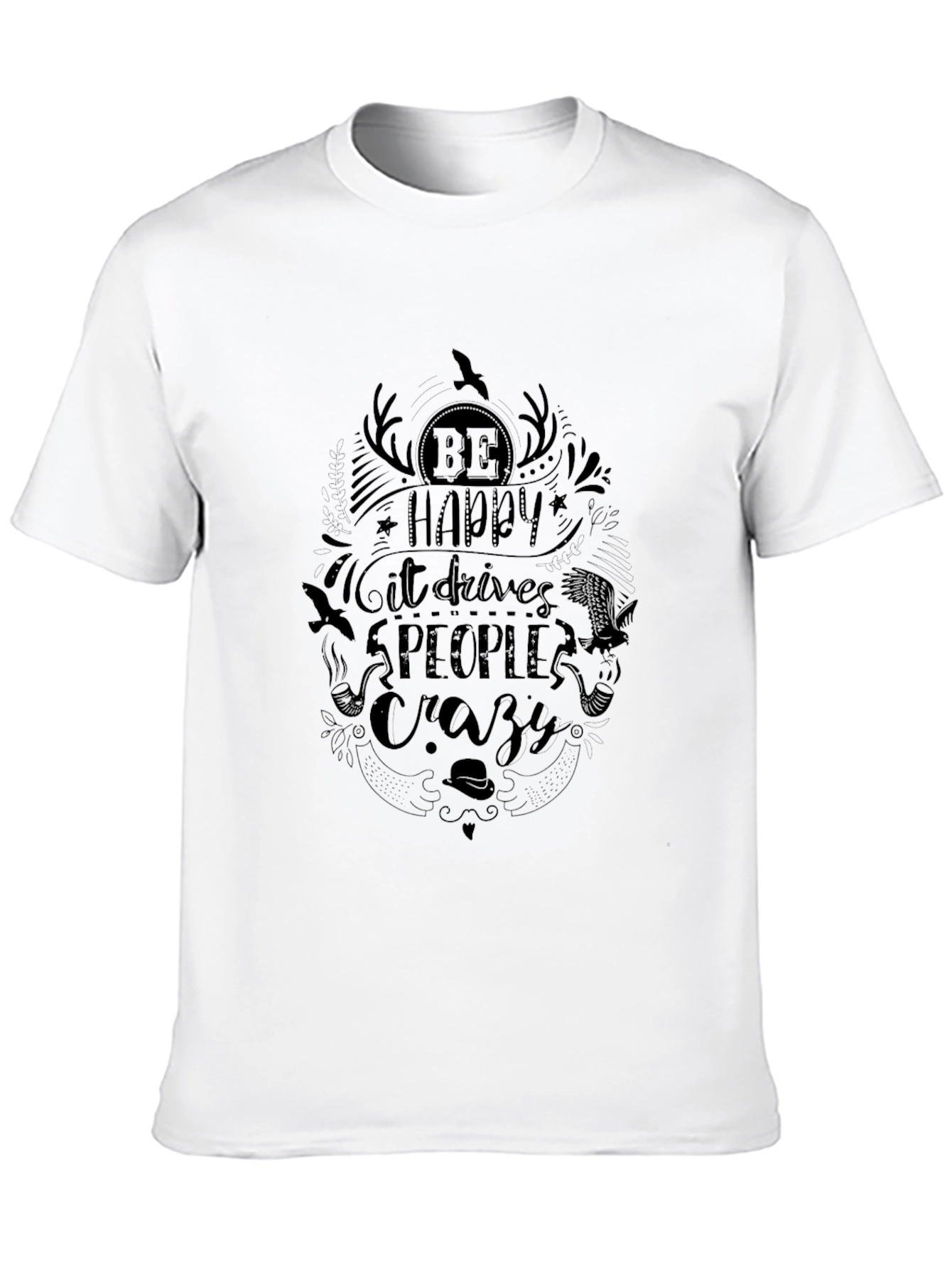 Be Happy Graphic Black T-Shirt