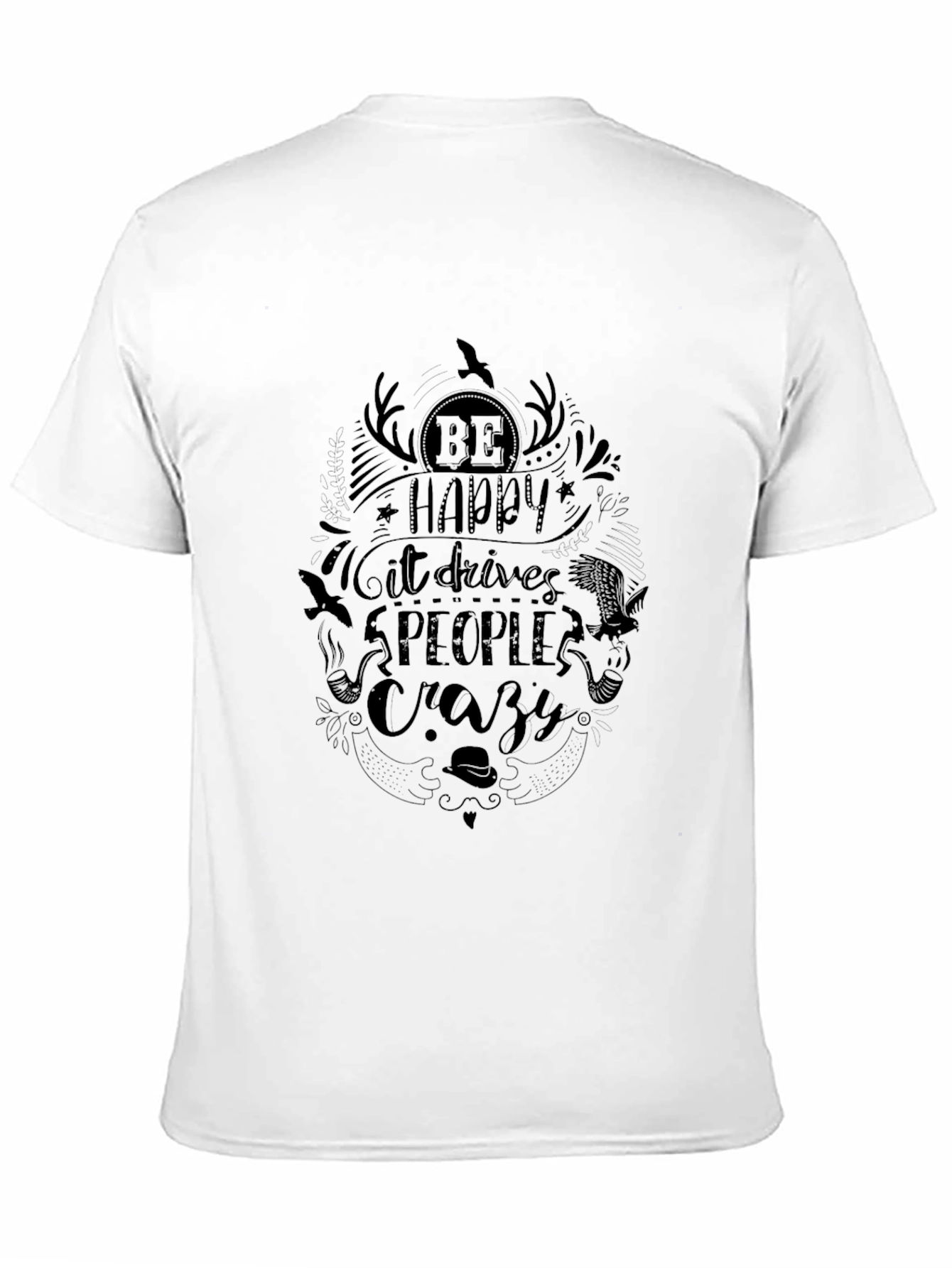 Be Happy Graphic Black T-Shirt