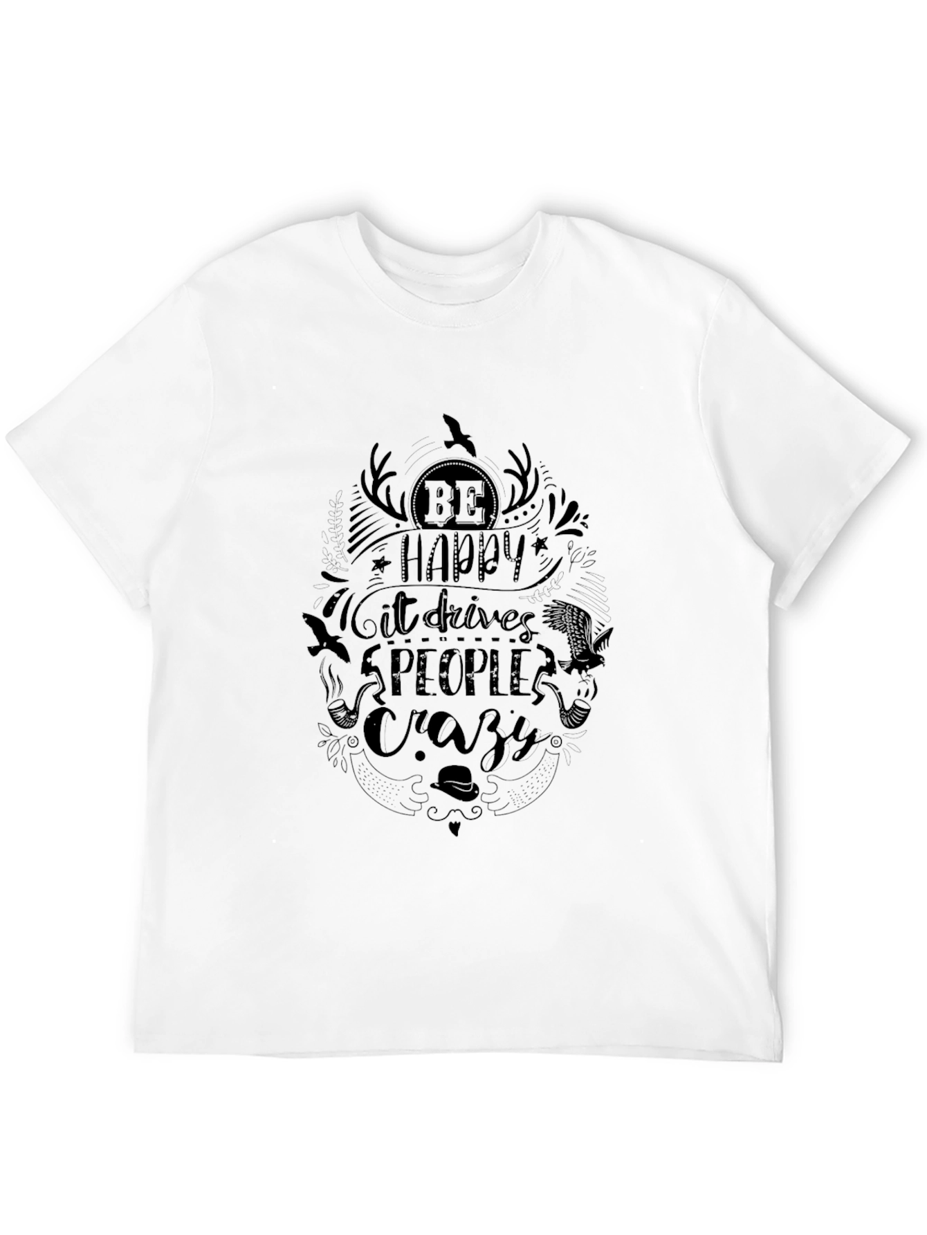 Be Happy Graphic Black T-Shirt
