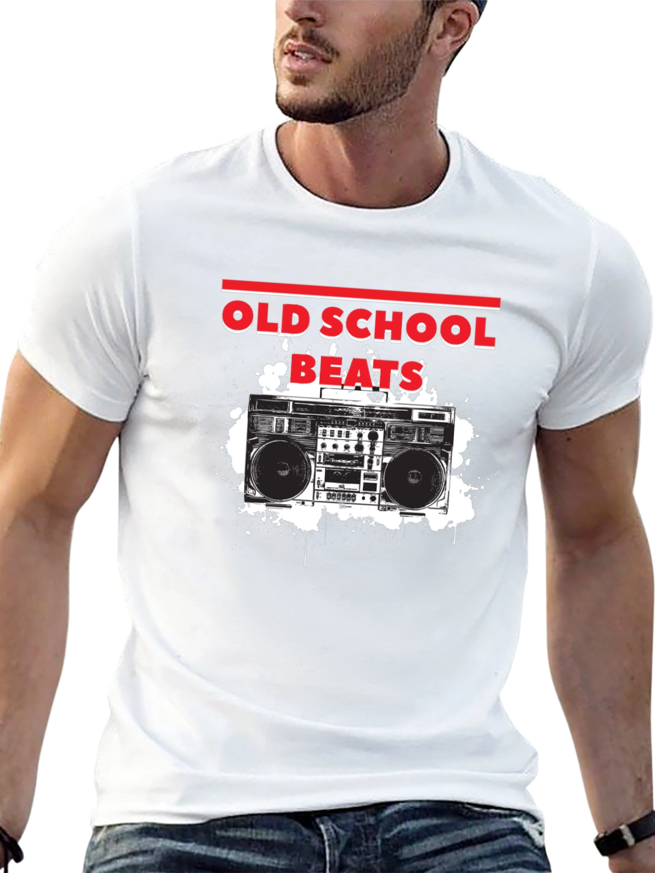 Old School Beats Graphic T-Shirt - Retro Boombox Design