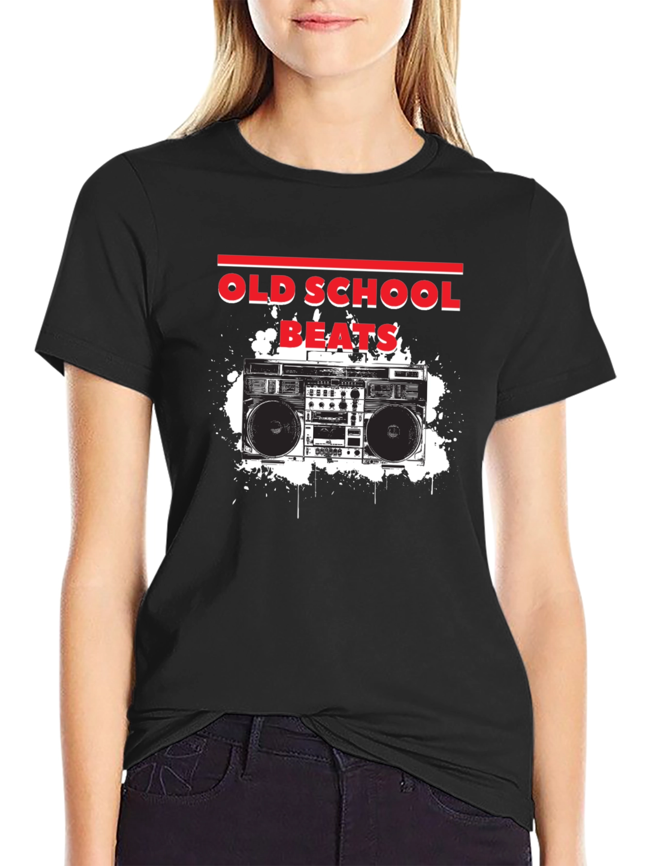 Old School Beats Graphic T-Shirt - Retro Boombox Design