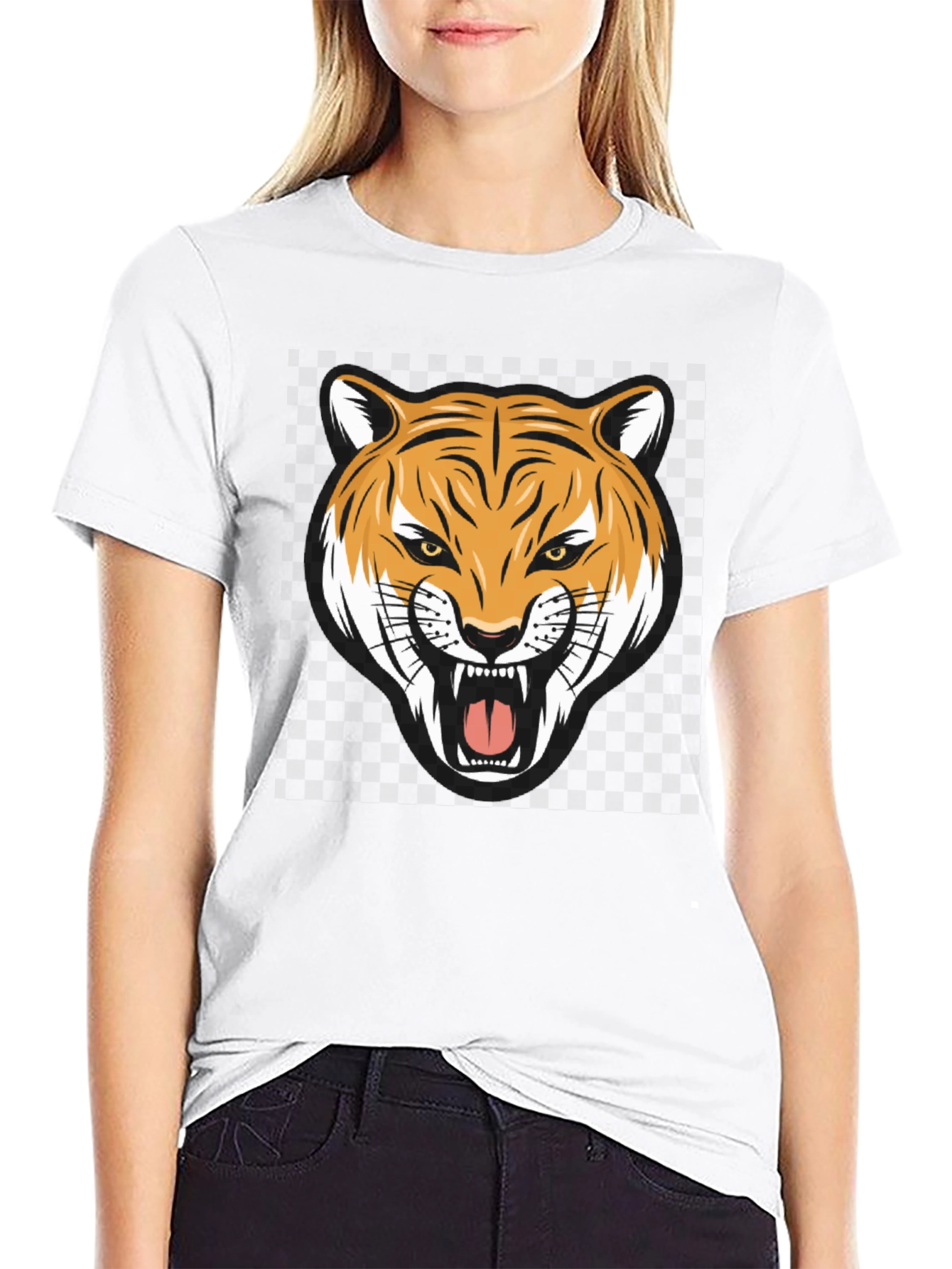Tiger Graphic Print Crew Neck T-Shirt