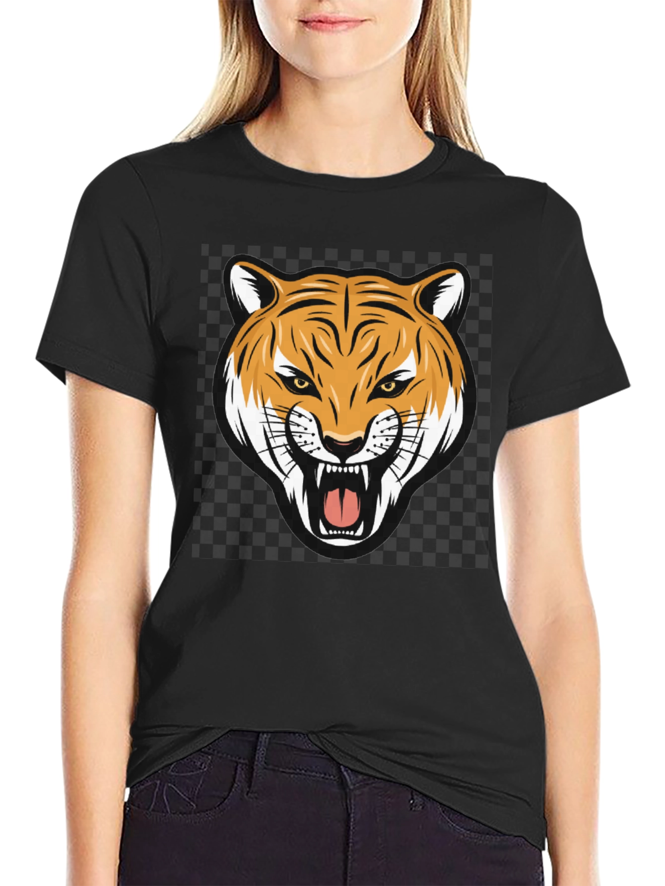 Tiger Graphic Print Crew Neck T-Shirt