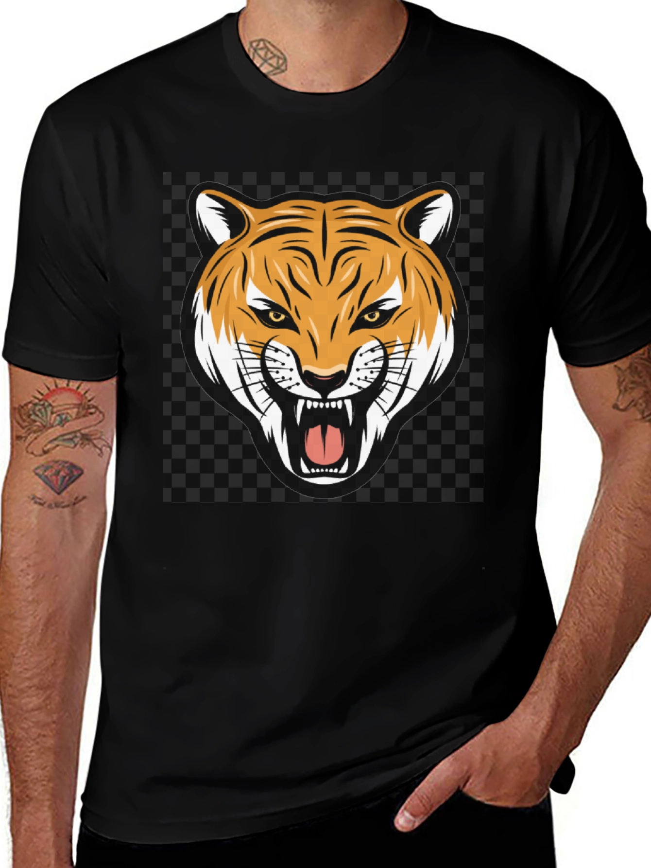 Tiger Graphic Print Crew Neck T-Shirt