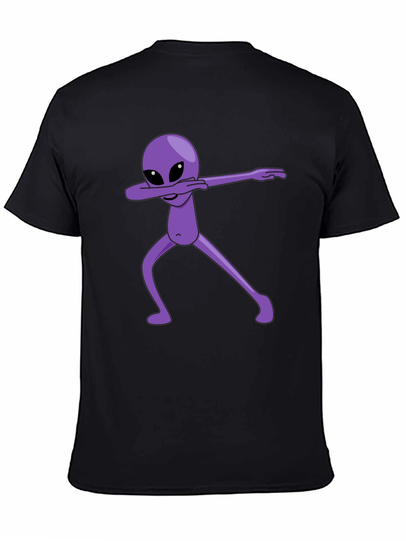 Dabbing Alien Graphic Tee - Black Cotton Blend Shirt