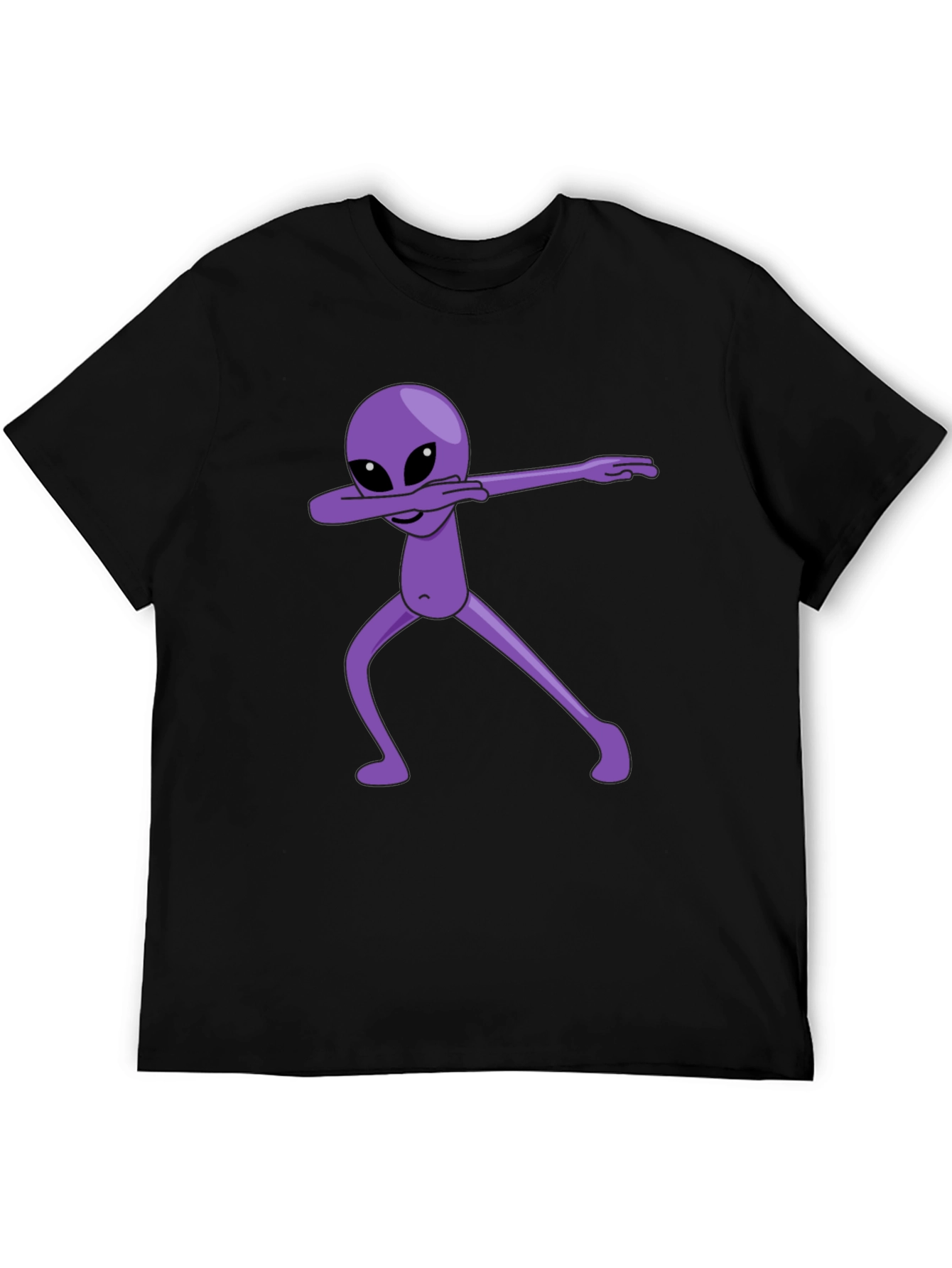 Dabbing Alien Graphic Tee - Black Cotton Blend Shirt