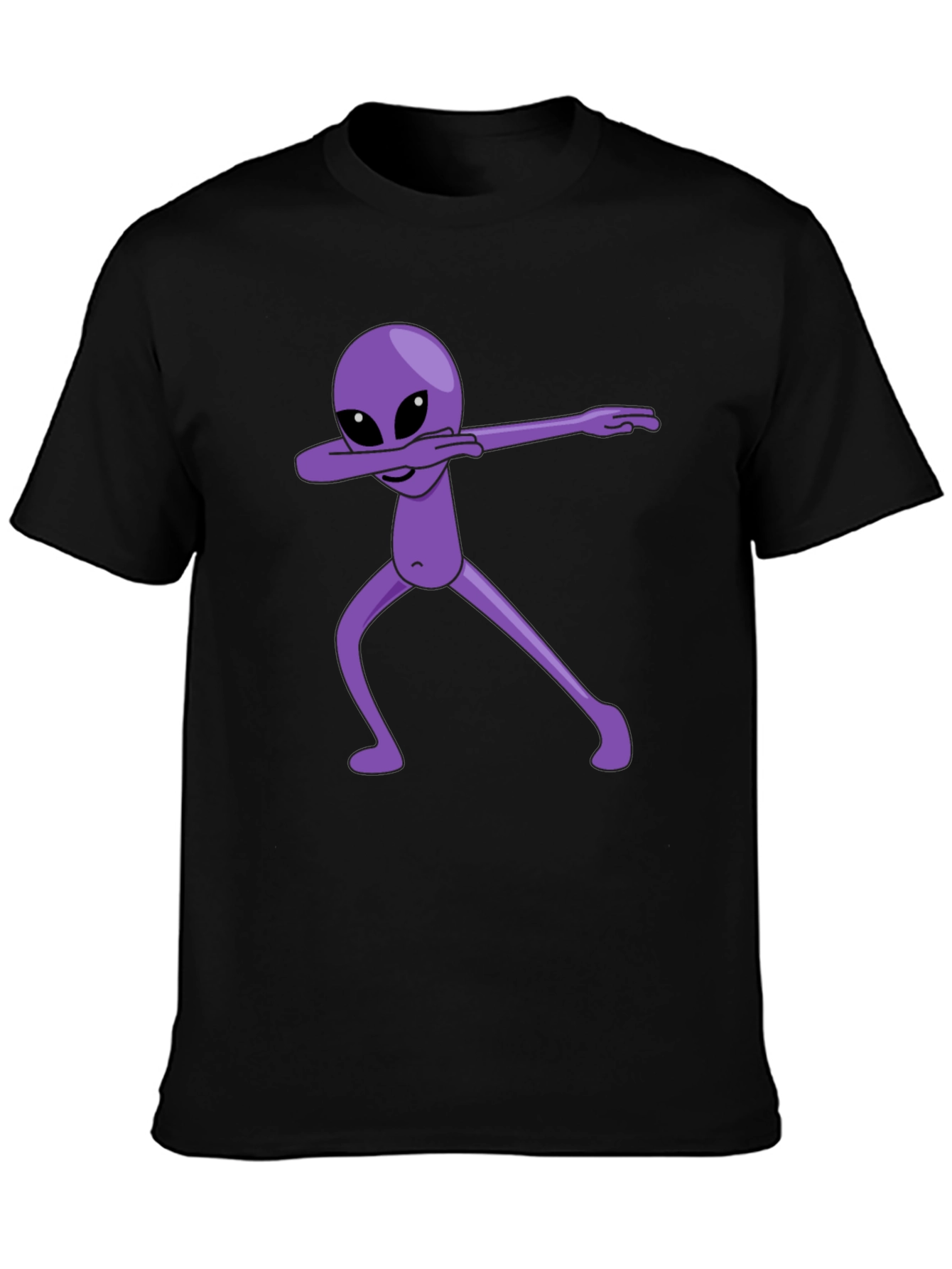 Dabbing Alien Graphic Tee - Black Cotton Blend Shirt