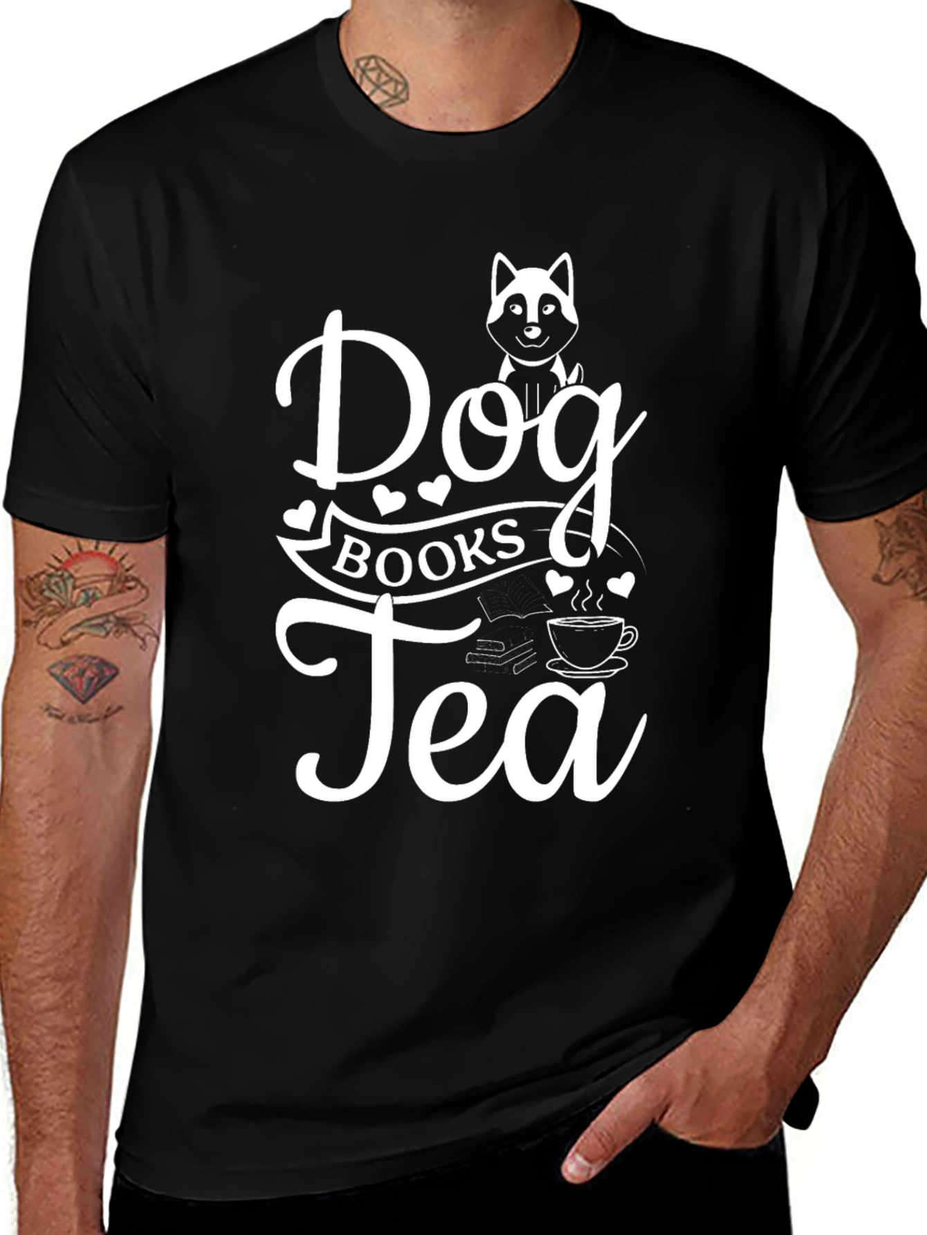 Dog Books Tea Graphic T-Shirt