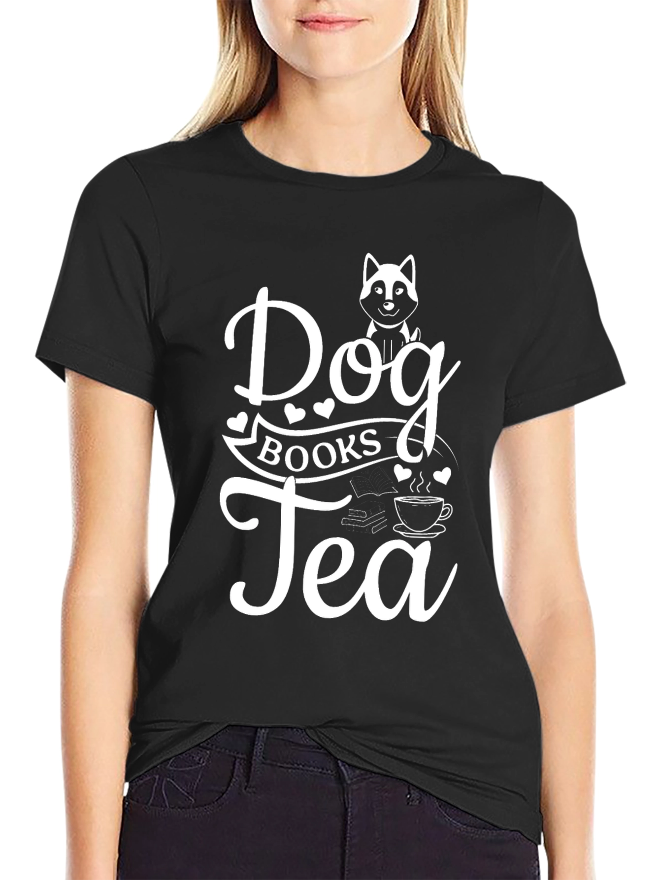 Dog Books Tea Graphic T-Shirt