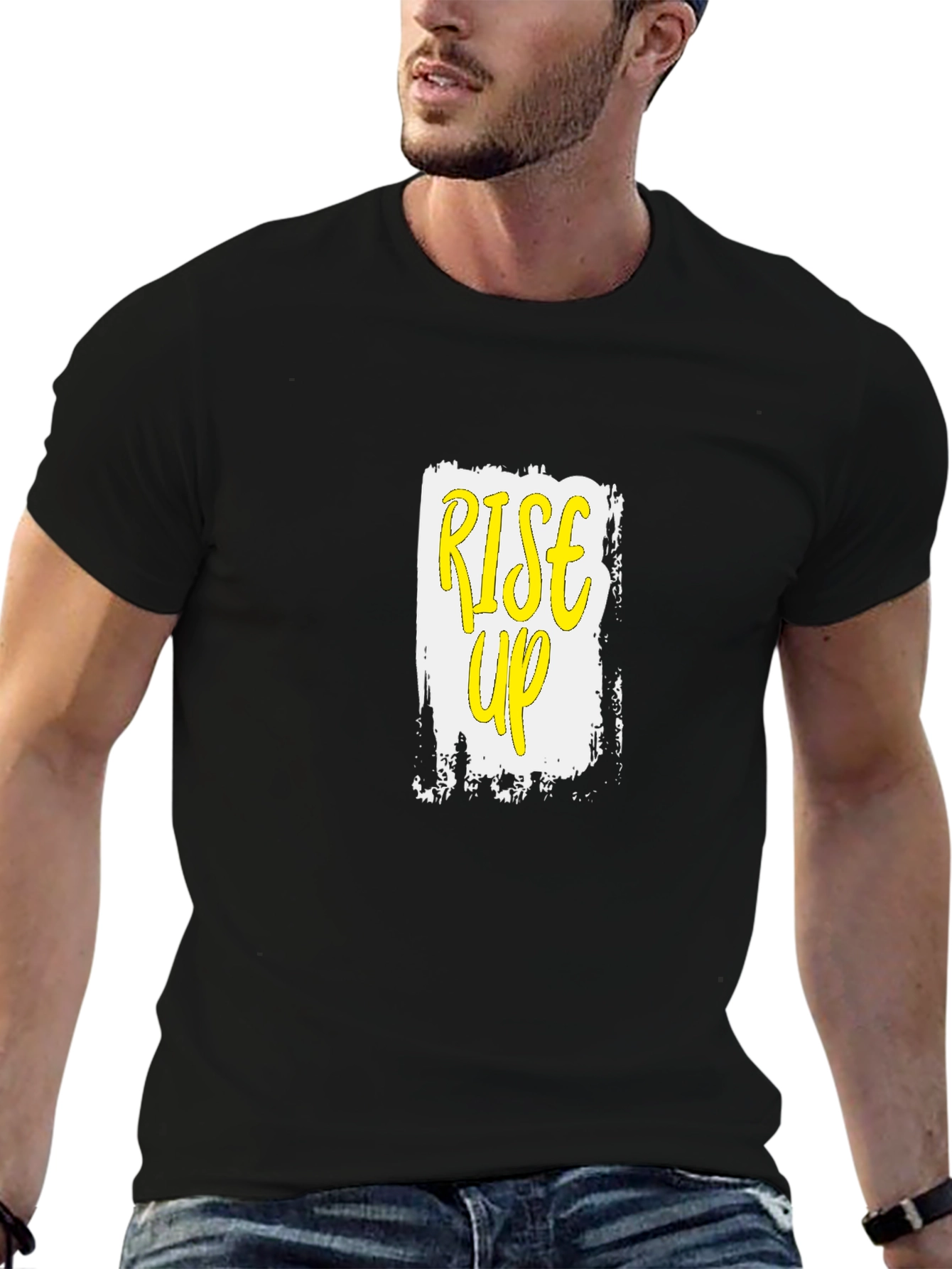 Rise Up Graphic Tee - Mens Black Cotton T-Shirt