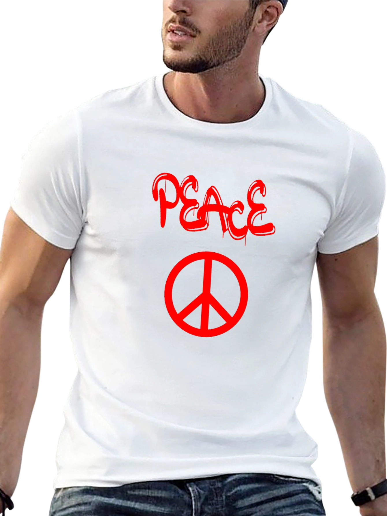 Peace T-Shirt - Black with Red Graphic
