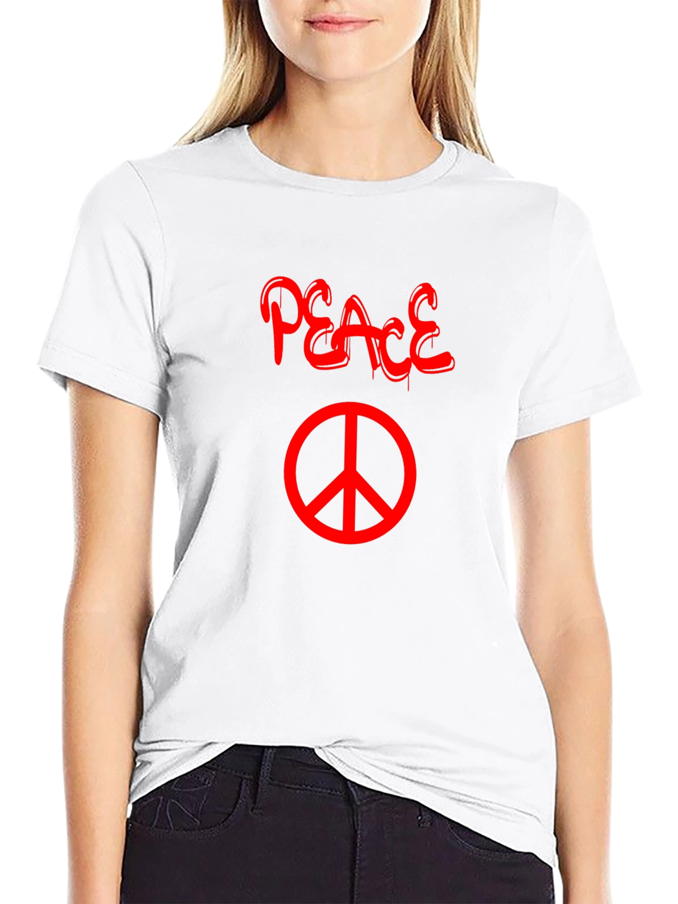 Peace T-Shirt - Black with Red Graphic