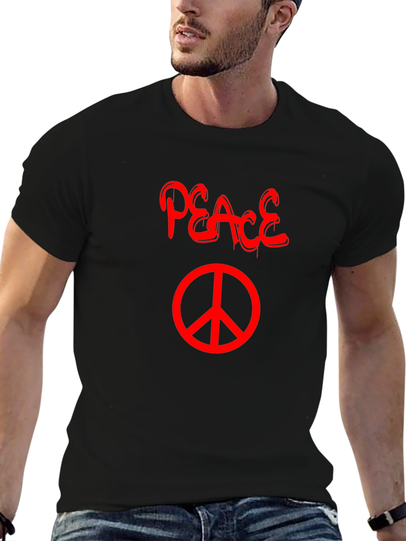 Peace T-Shirt - Black with Red Graphic